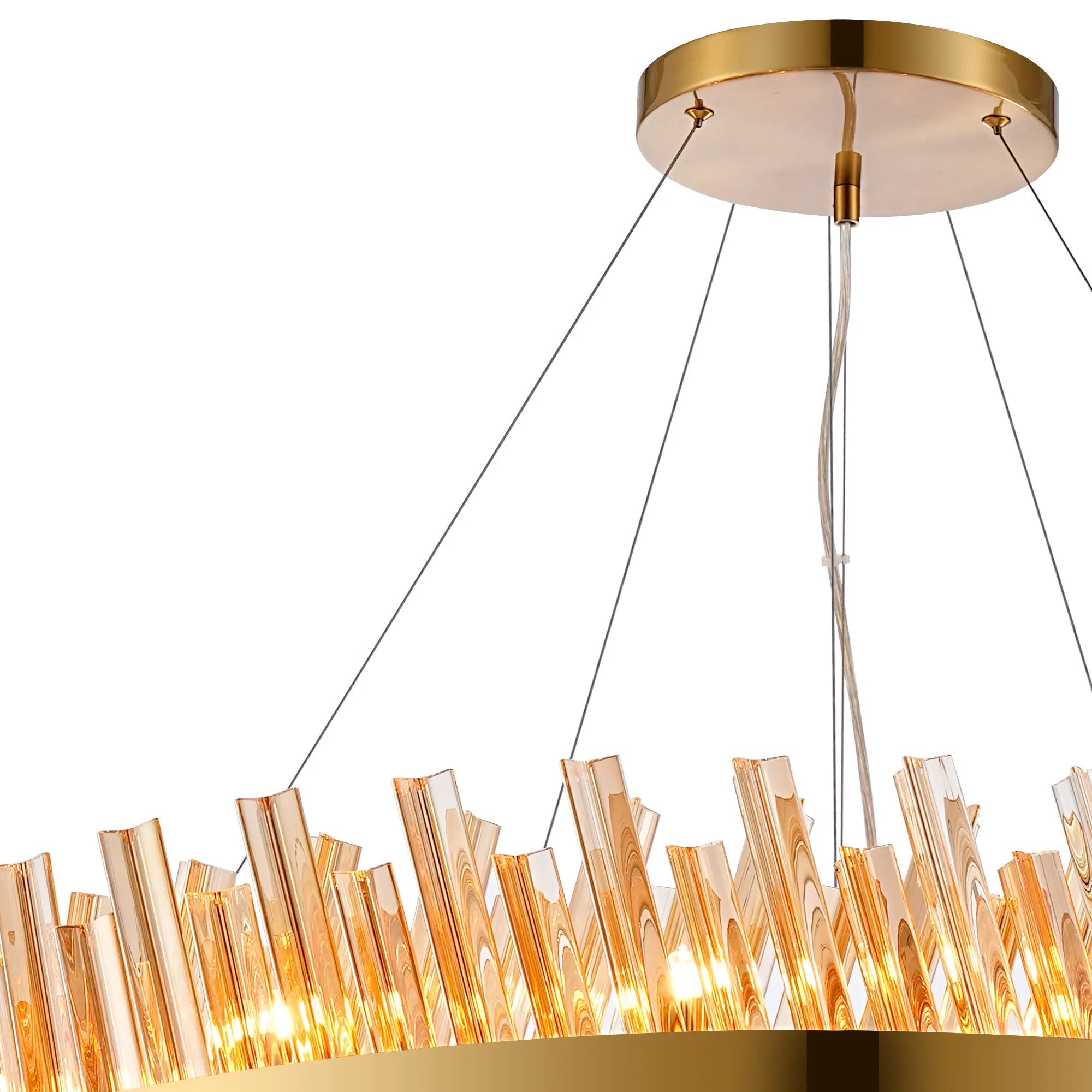 Farnley 2 Tier 1m Pendant 32 Light - Brass & Amber