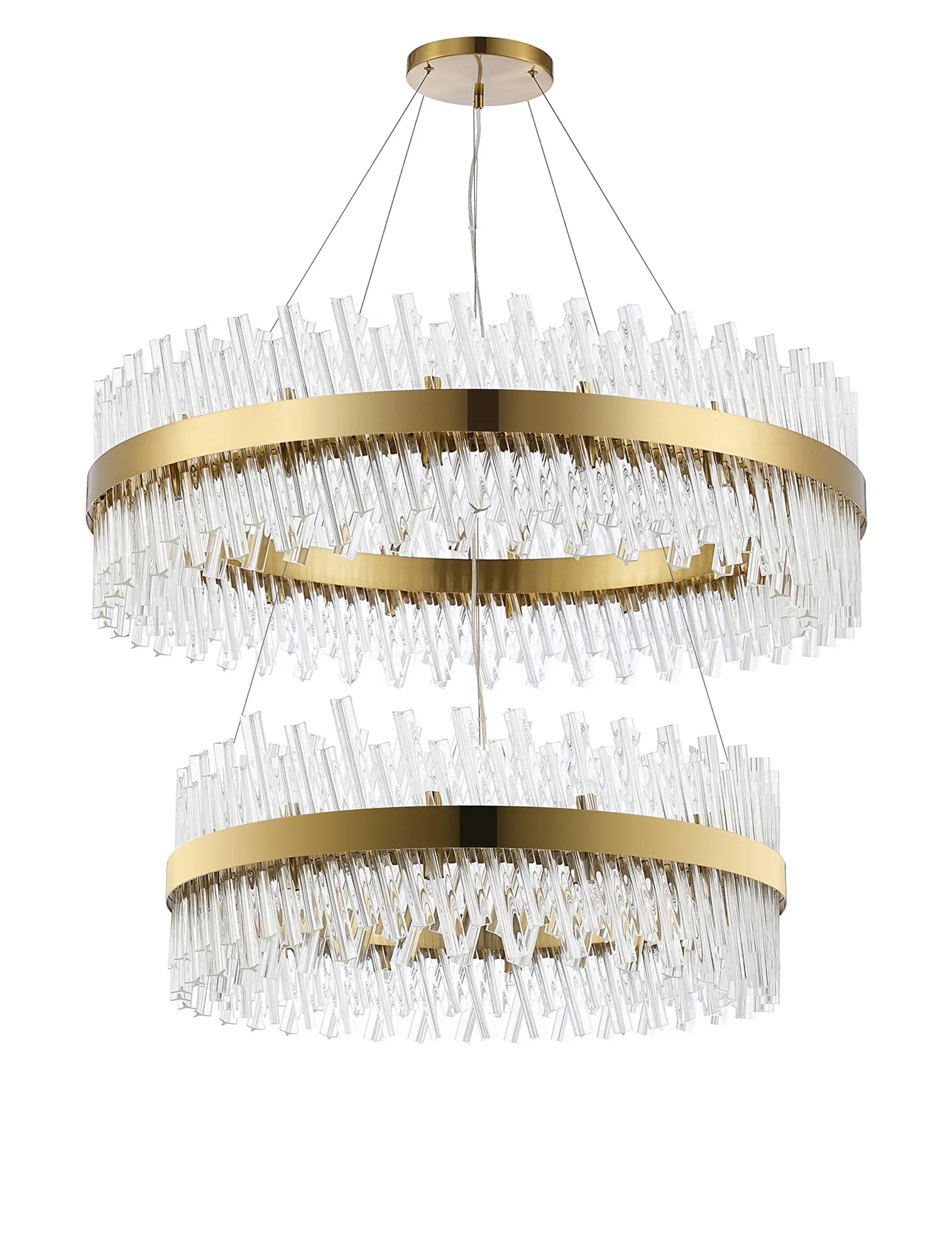Farnley 2 Tier 1m Pendant 32 Light - Brass & Clear