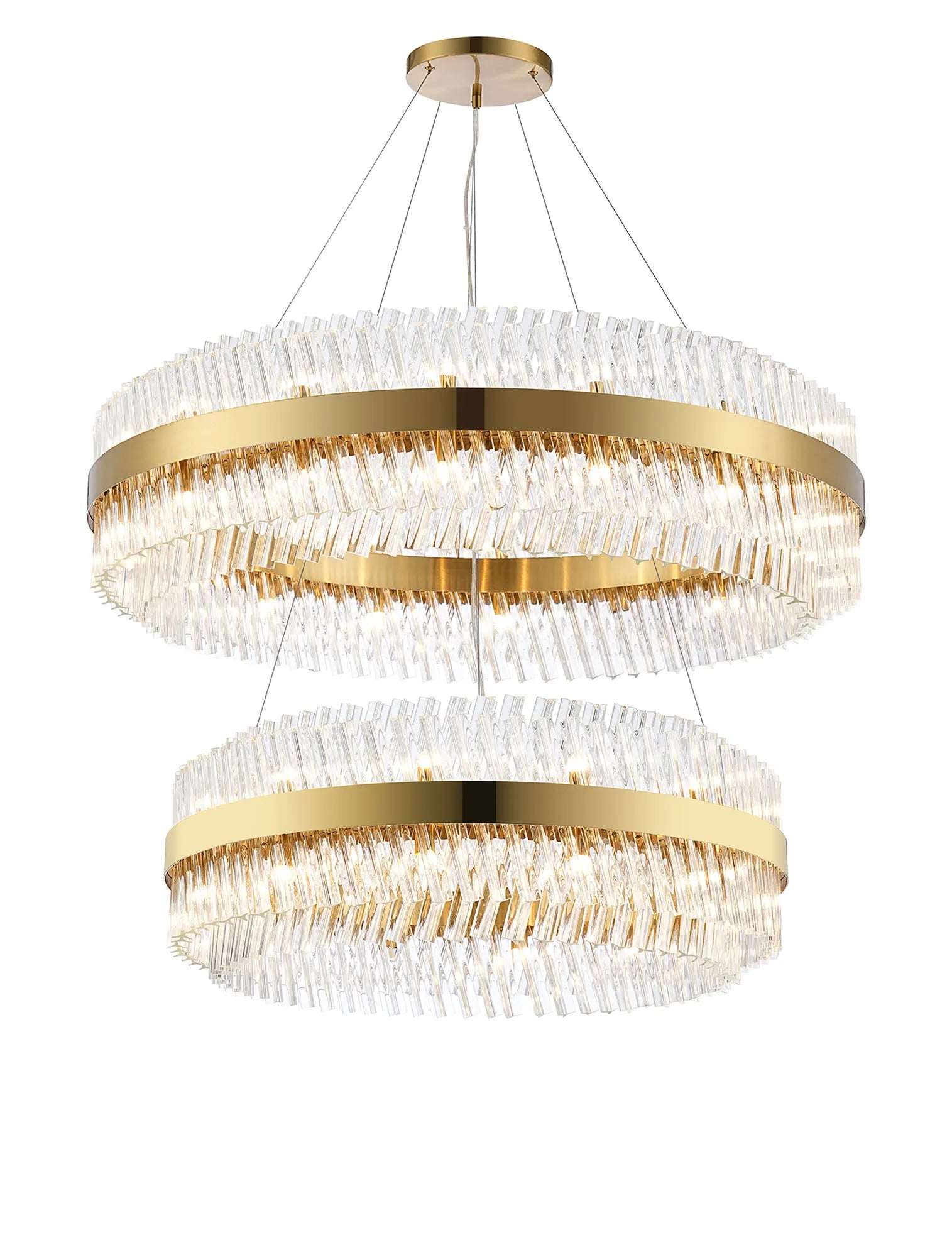 Farnley 2 Tier 1m Pendant 32 Light - Brass & Clear