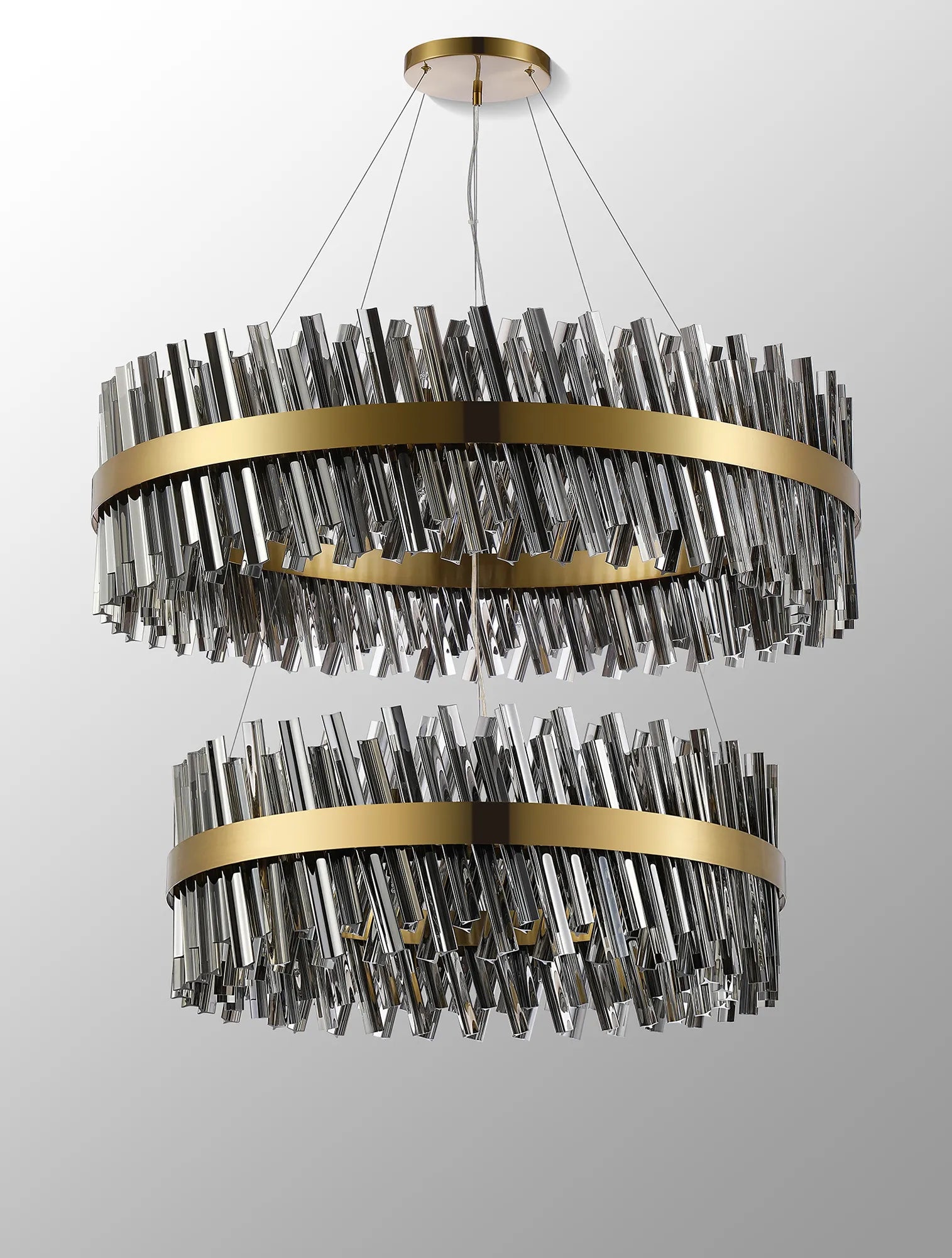 Farnley 2 Tier 1m Pendant 32 Light - Brass & Smoke