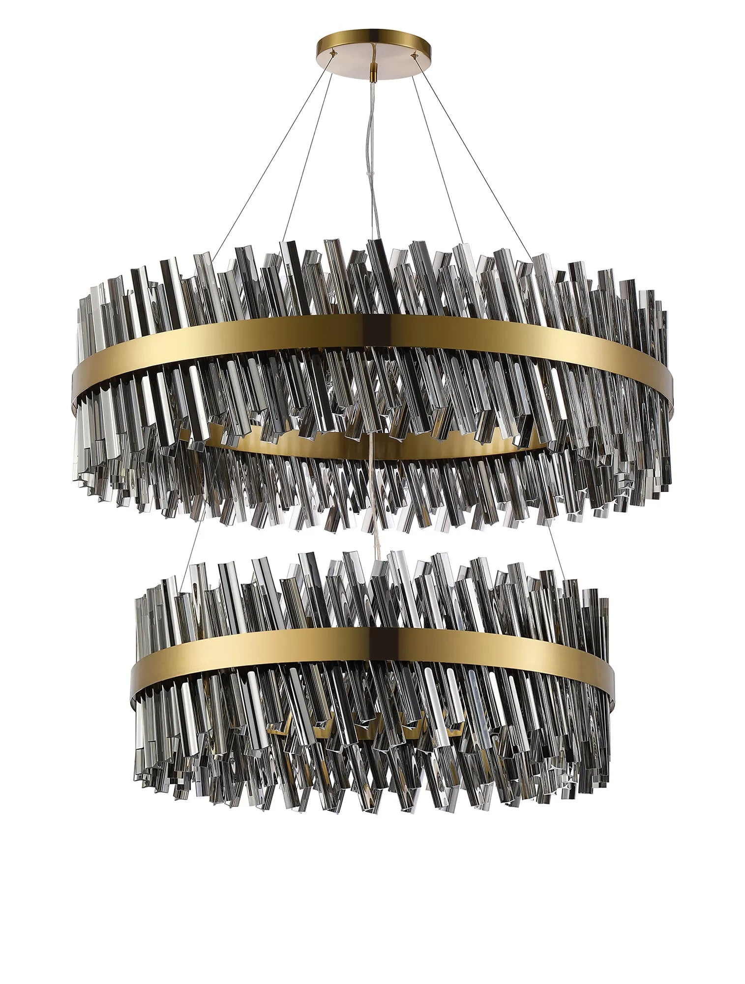 Farnley 2 Tier 1m Pendant 32 Light - Brass & Smoke