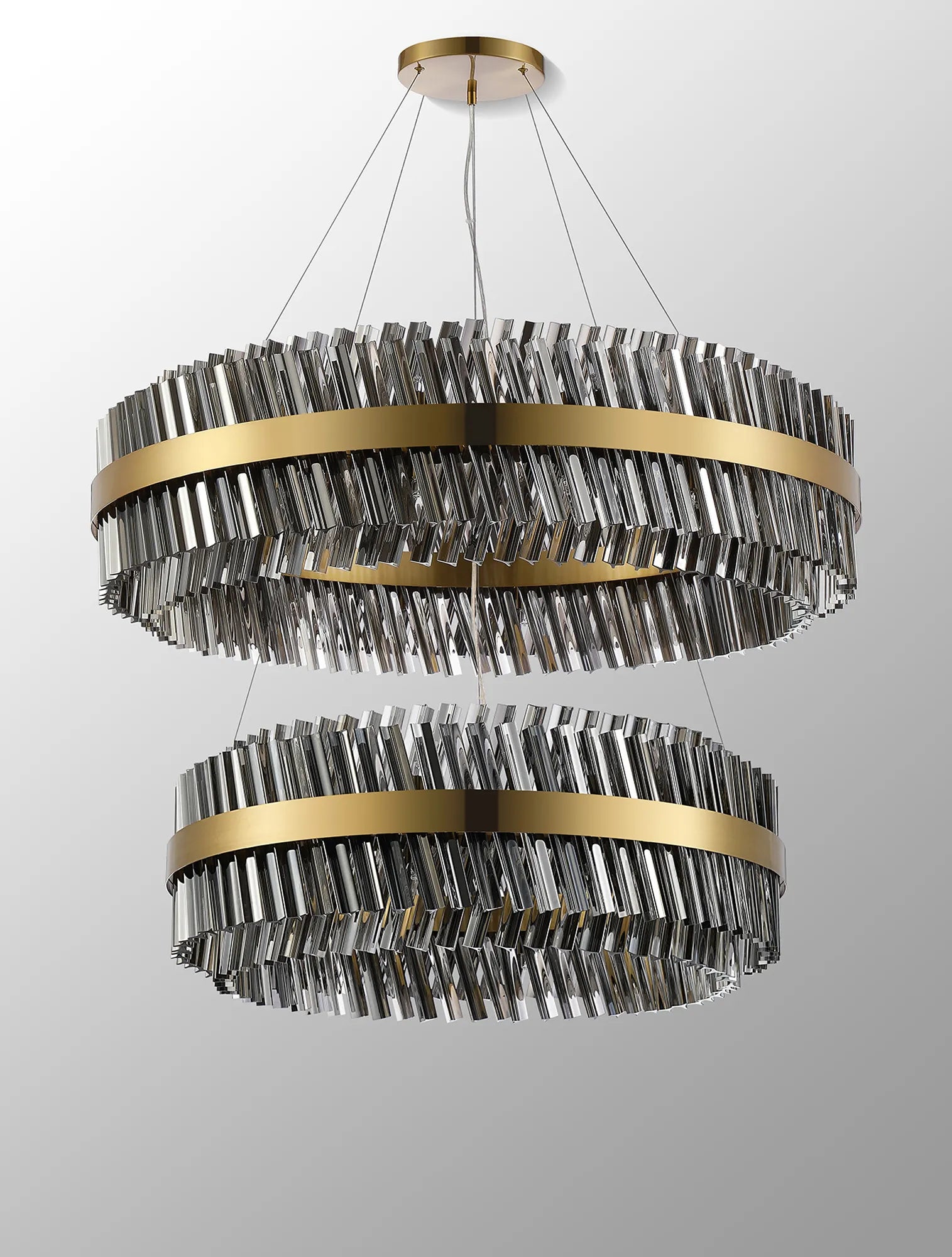 Farnley 2 Tier 1m Pendant 32 Light - Brass & Smoke