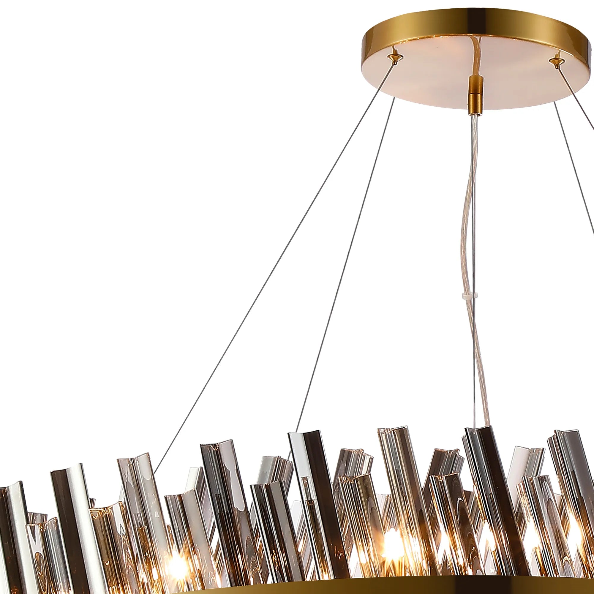 Farnley 2 Tier 1m Pendant 32 Light - Brass & Smoke