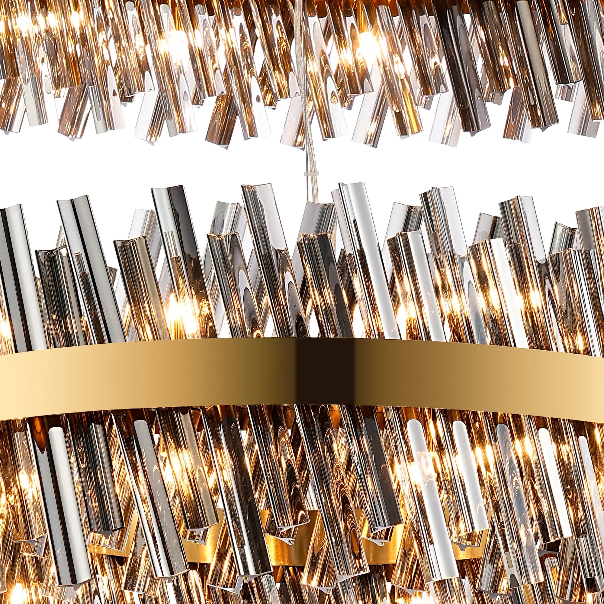 Farnley 2 Tier 1m Pendant 32 Light - Brass & Smoke