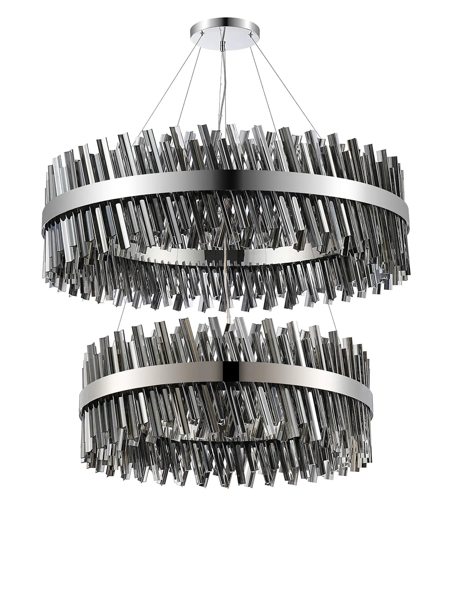 Farnley 2 Tier 1m Pendant 32 Light - Polished Nickel & Smoke