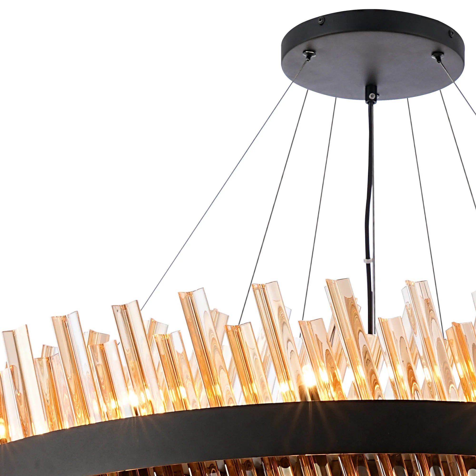 Farnley 3 Tier 1m Pendant 32 Light - Satin Black & Amber