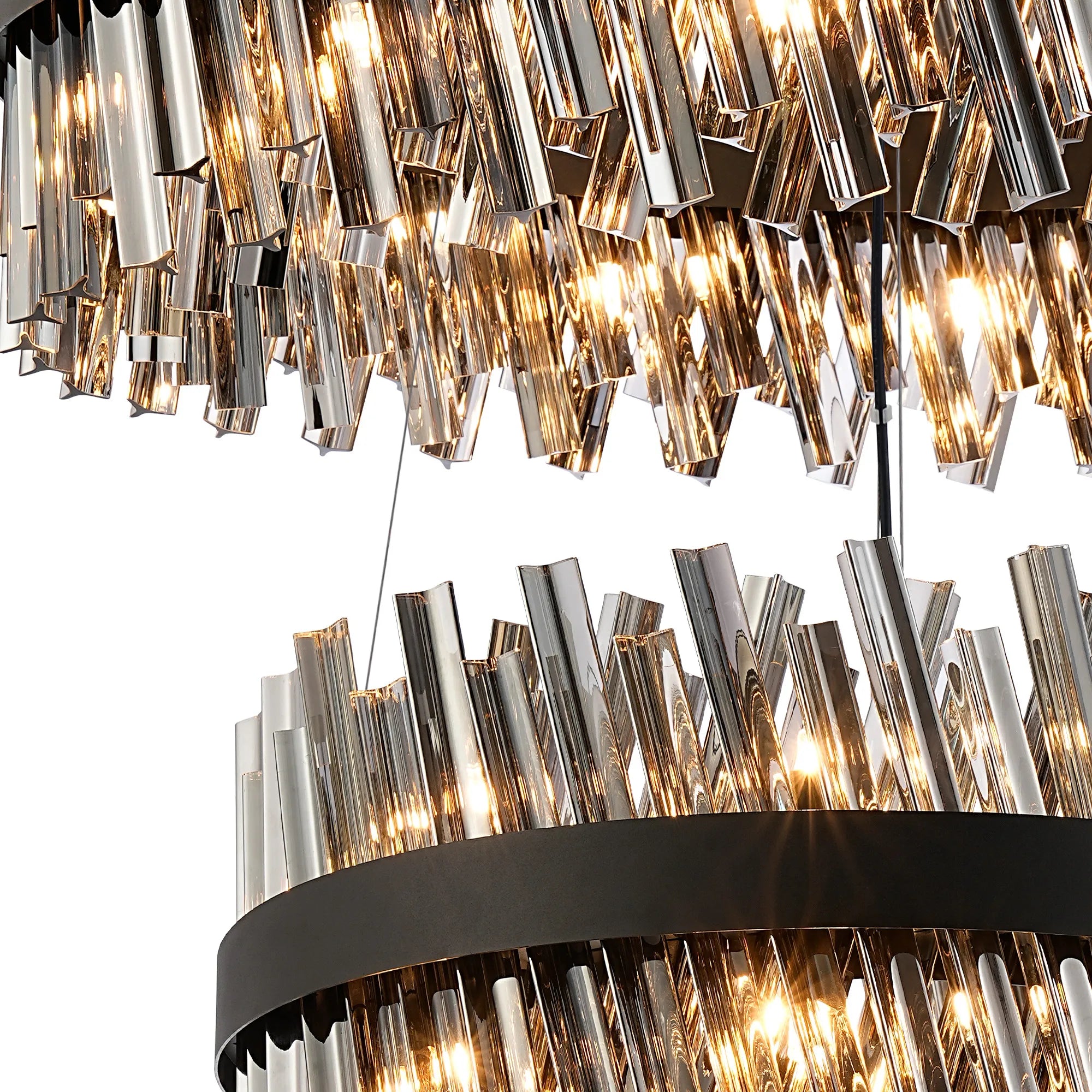 Farnley 3 Tier 1m Pendant 32 Light - Satin Black & Smoke