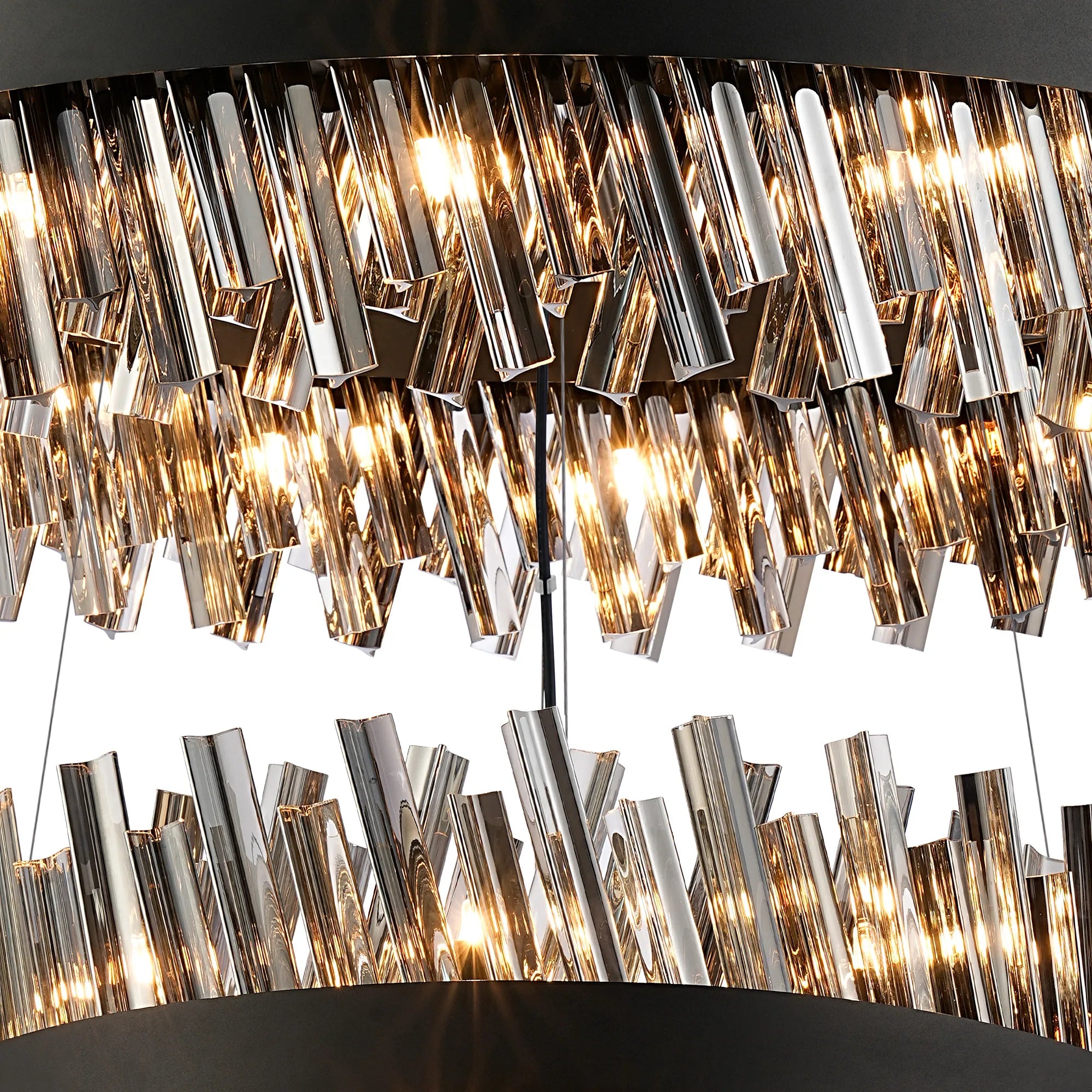 Farnley 3 Tier 1m Pendant 32 Light - Satin Black & Smoke