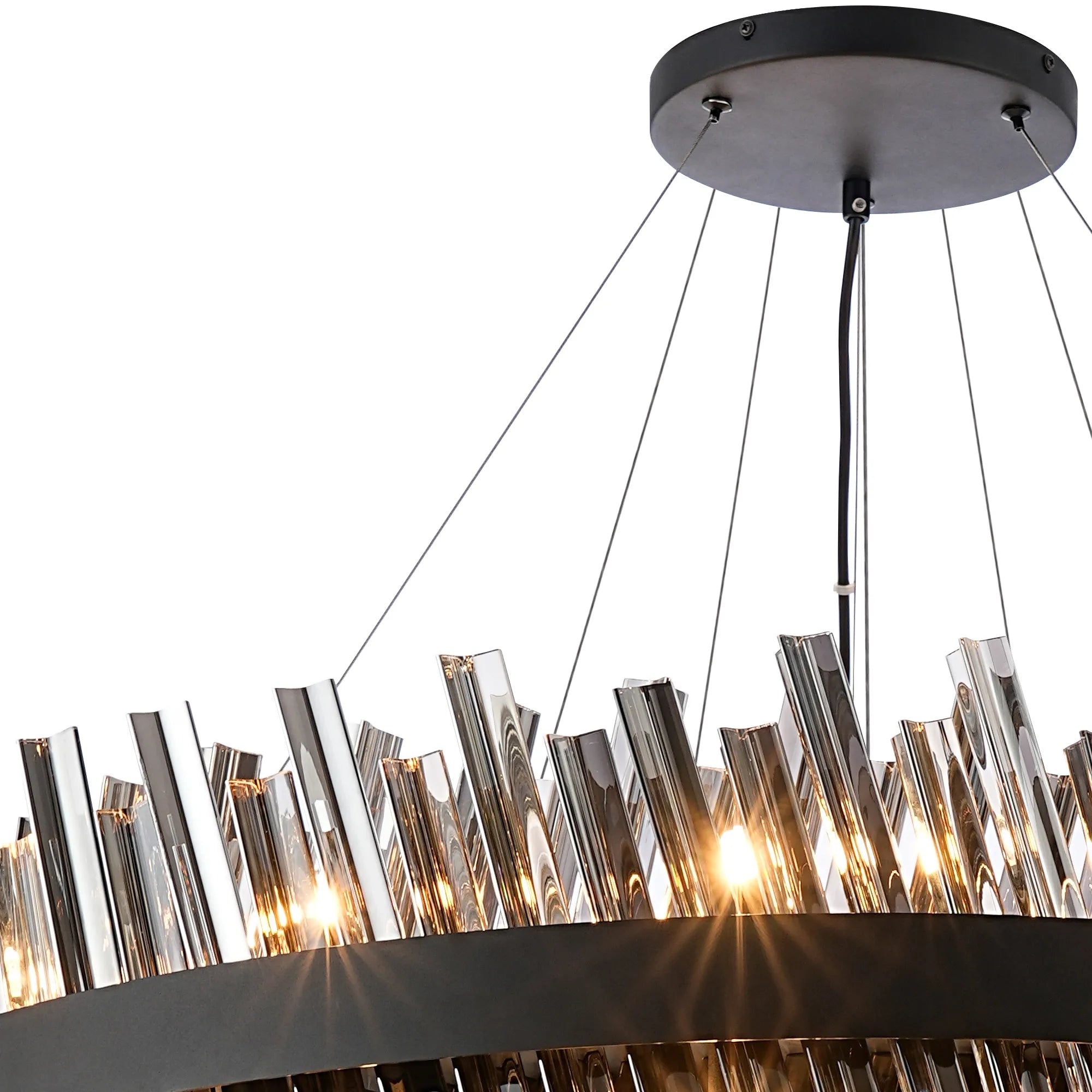 Farnley 3 Tier 1m Pendant 32 Light - Satin Black & Smoke