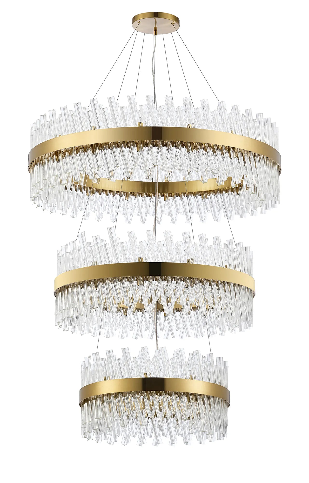 Farnley 3 Tier 1m Pendant 32 Light - Brass & Clear