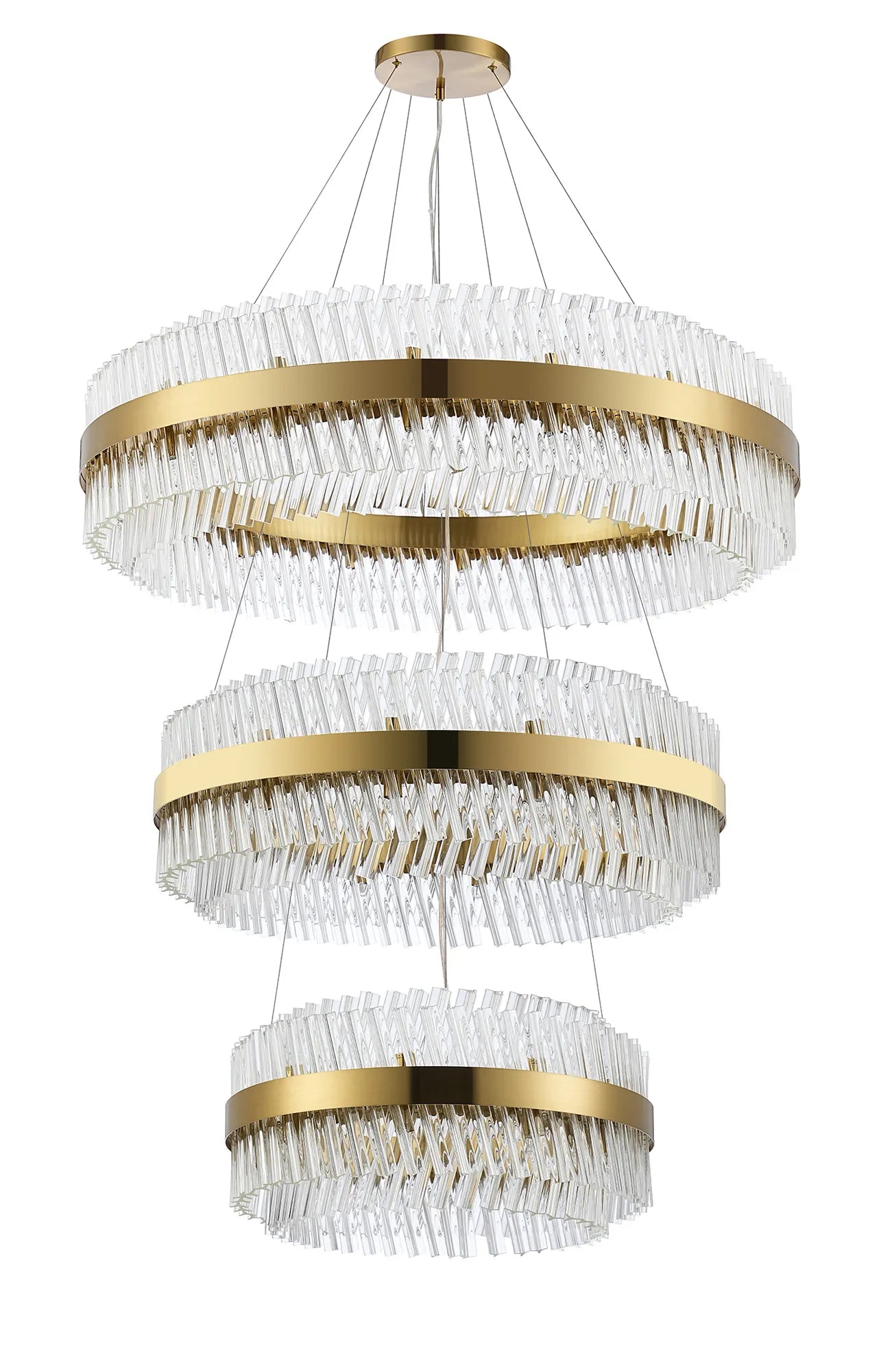 Farnley 3 Tier 1m Pendant 32 Light - Brass & Clear