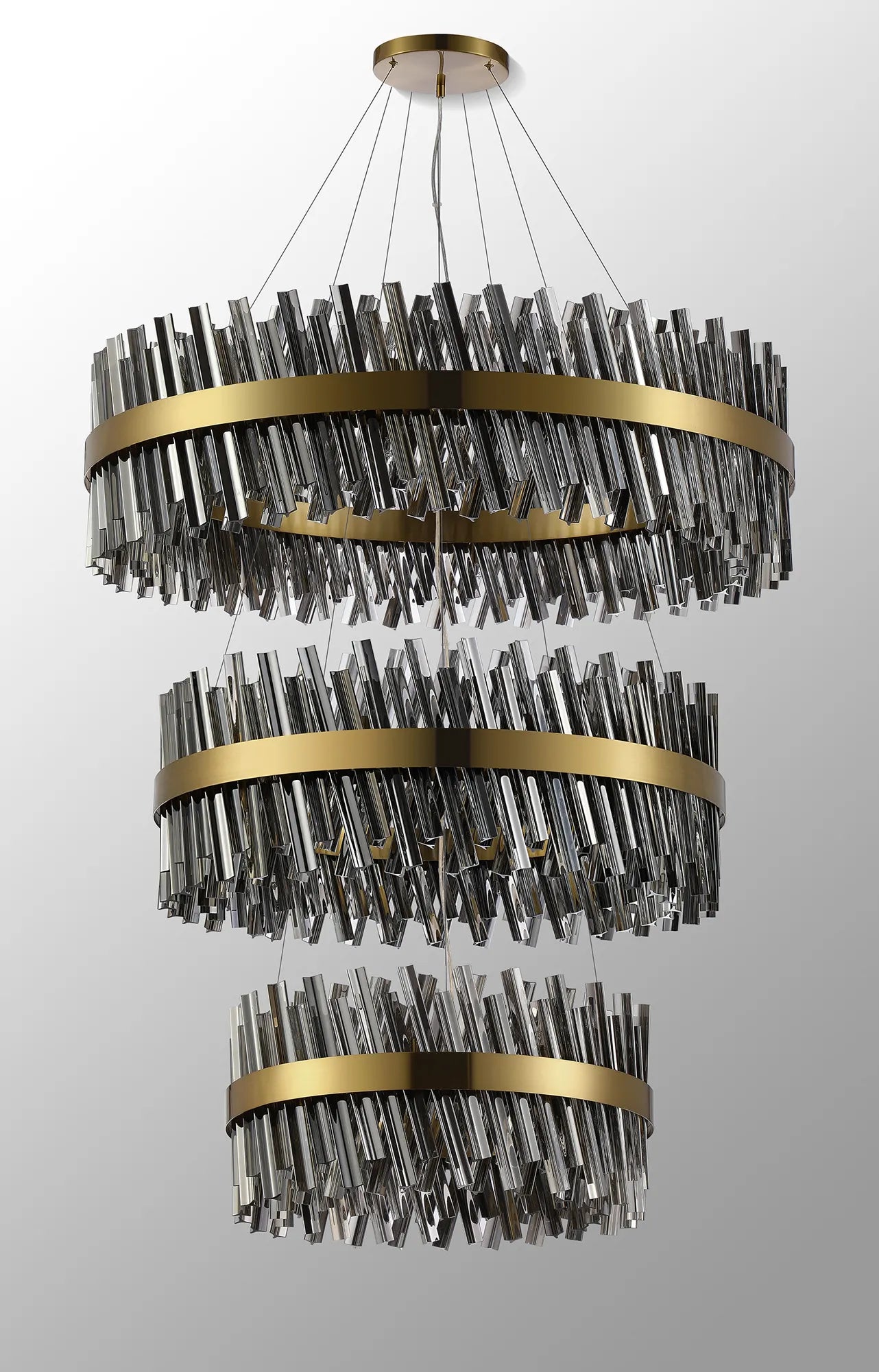 Farnley 3 Tier 1m Pendant 32 Light - Brass & Smoke