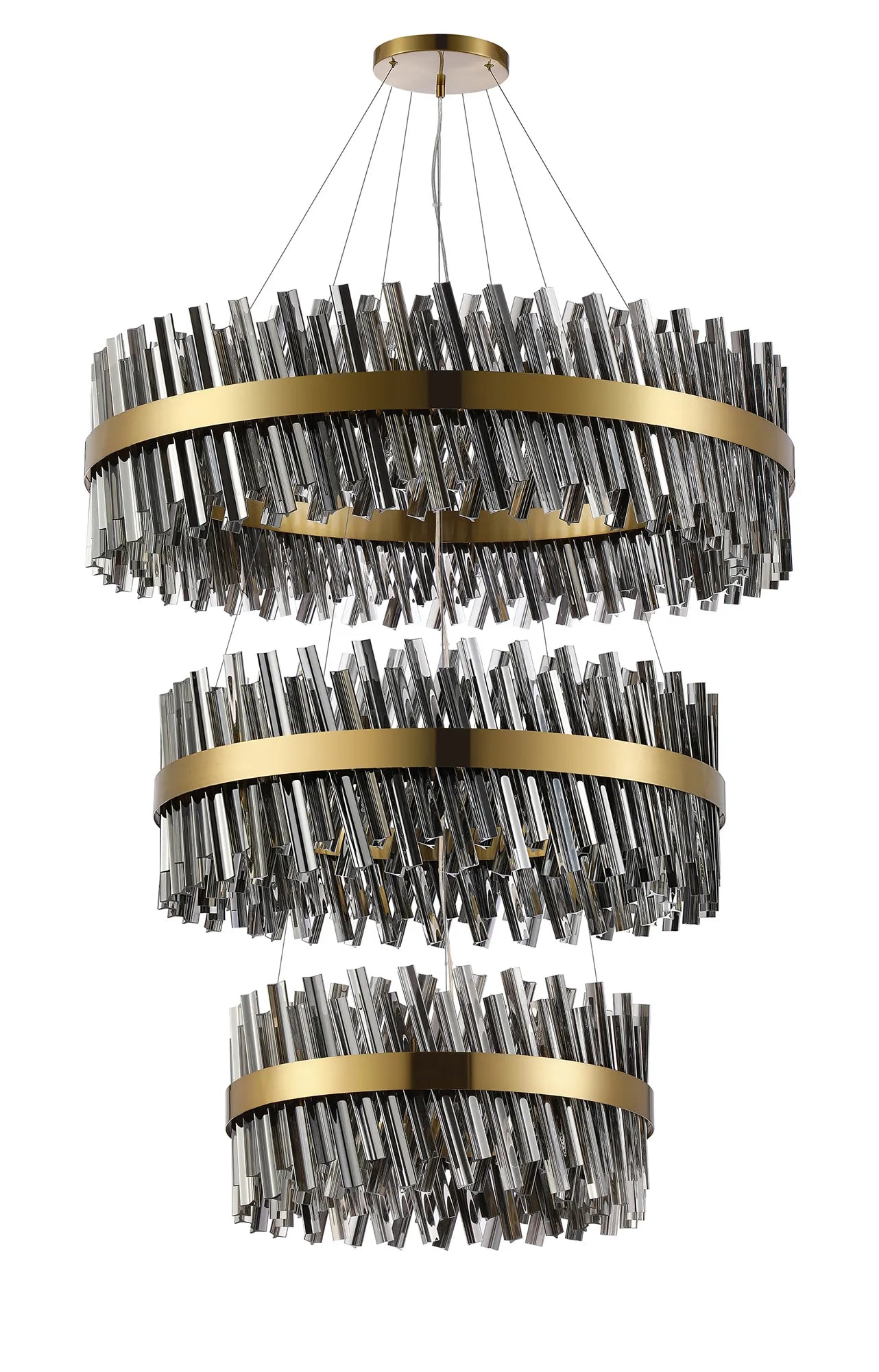 Farnley 3 Tier 1m Pendant 32 Light - Brass & Smoke