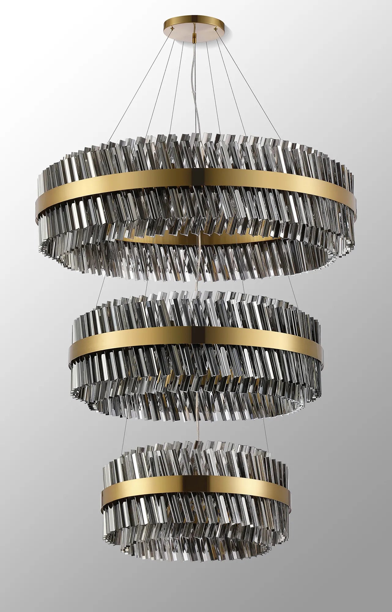 Farnley 3 Tier 1m Pendant 32 Light - Brass & Smoke