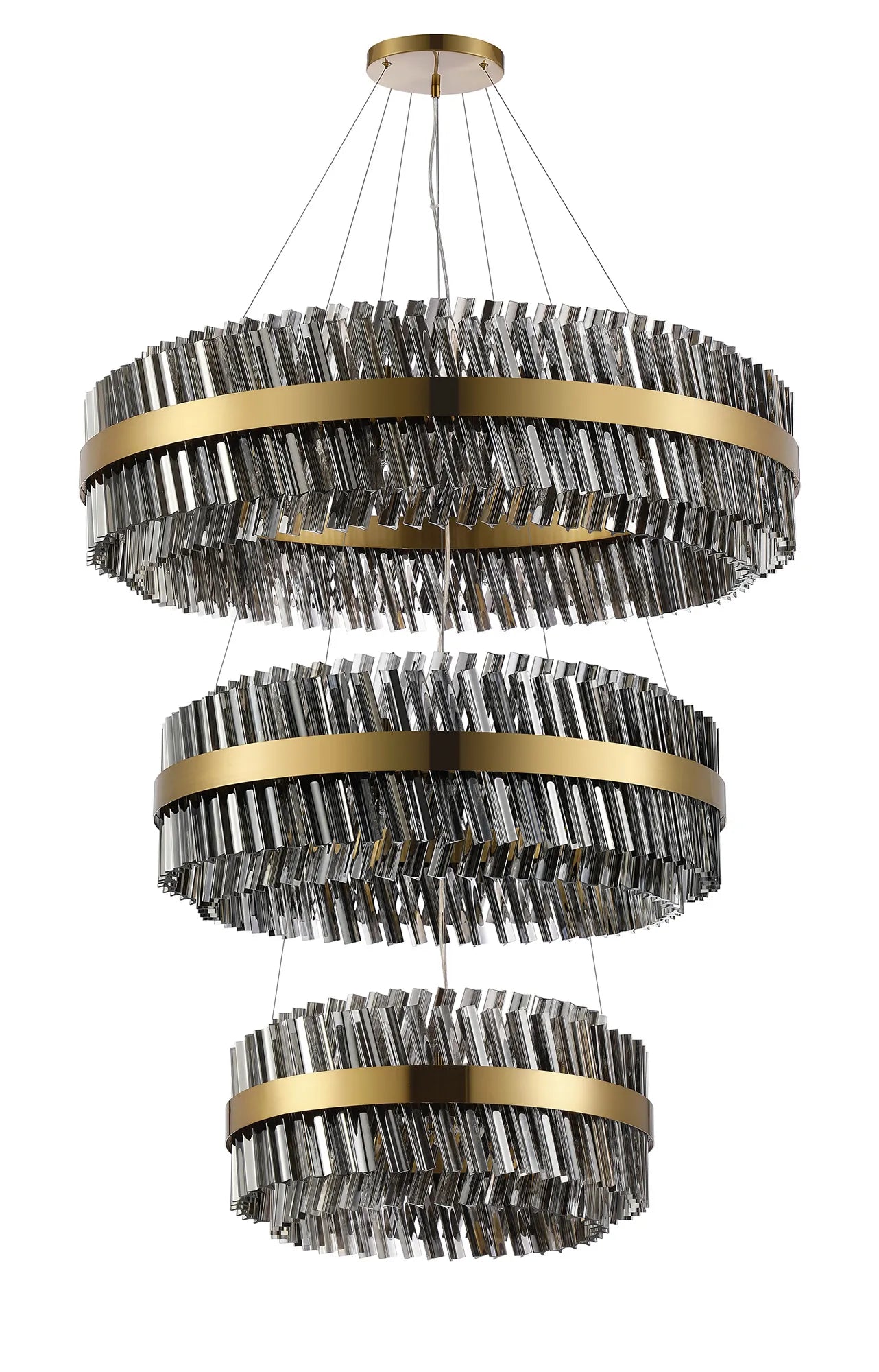 Farnley 3 Tier 1m Pendant 32 Light - Brass & Smoke