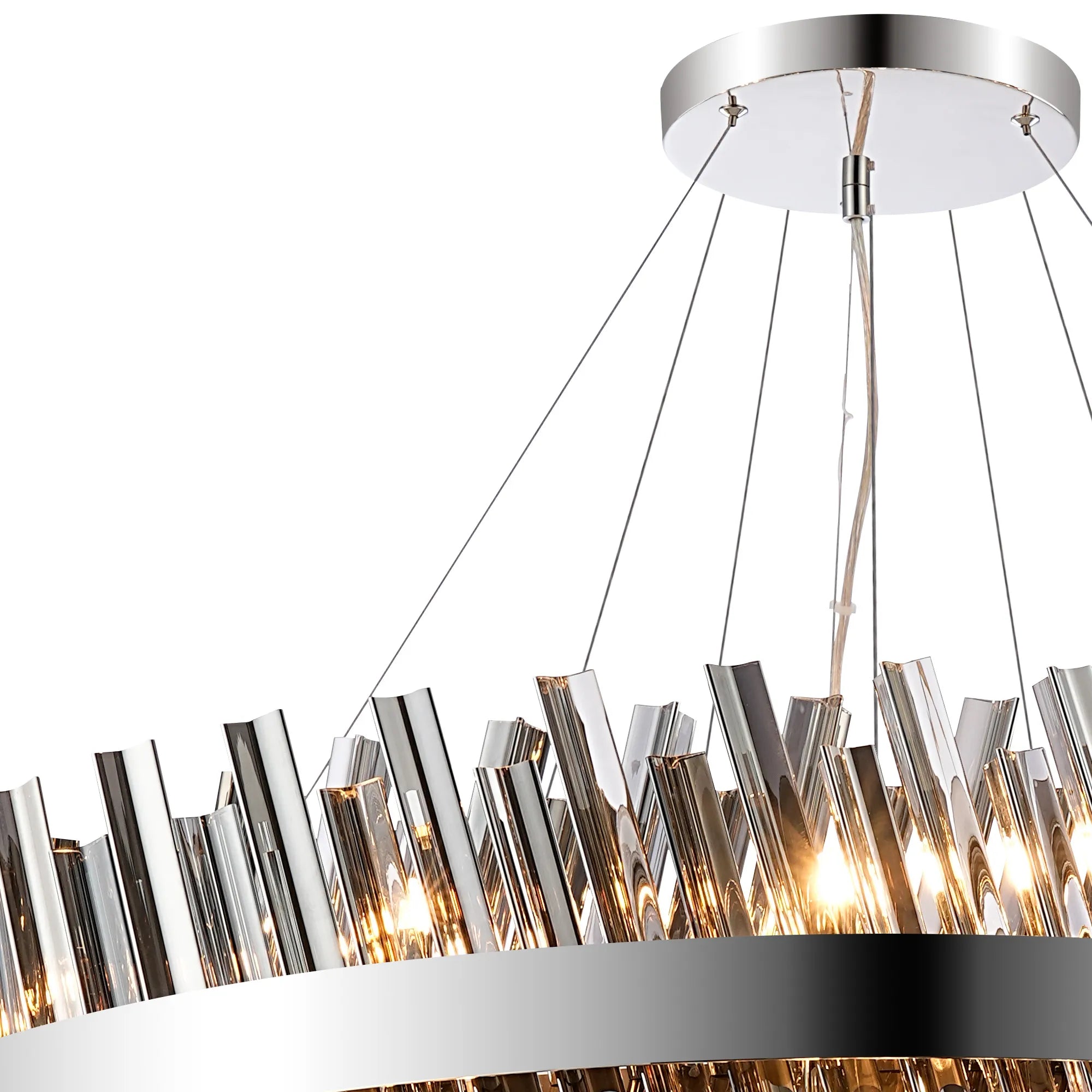 Farnley 3 Tier 1m Pendant 32 Light - Polished Nickel & Smoke