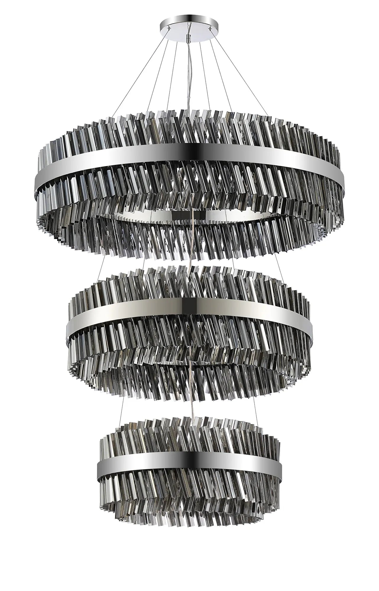 Farnley 3 Tier 1m Pendant 32 Light - Polished Nickel & Smoke