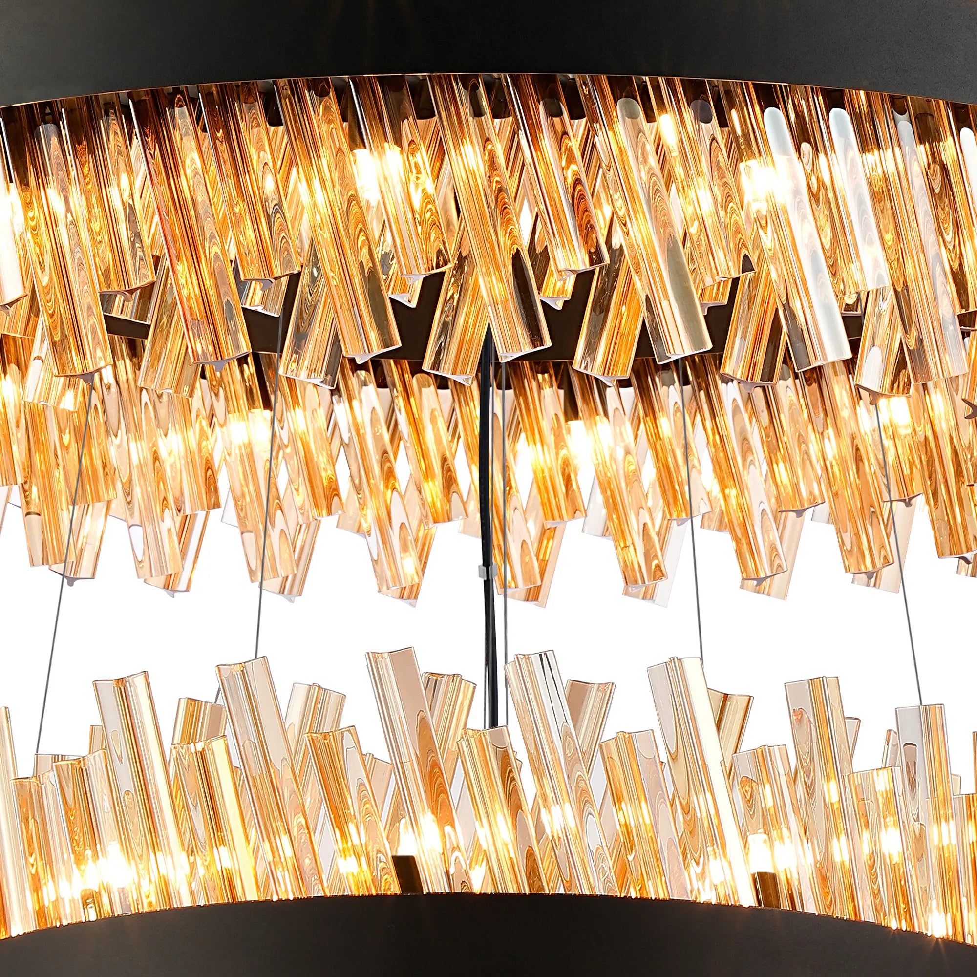 Farnley 4 Tier 1m Pendant 32 Light - Satin Black & Amber