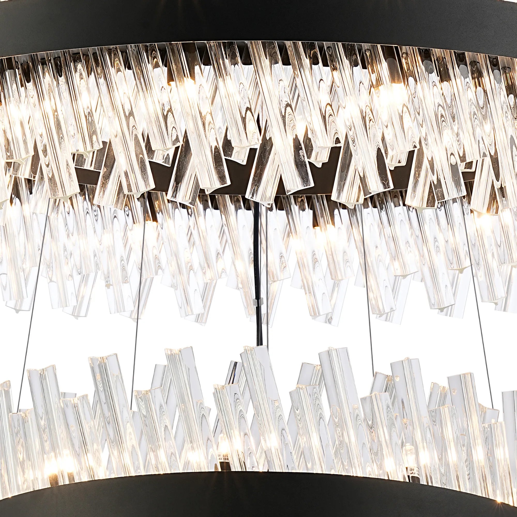 Farnley 4 Tier 1m Pendant 32 Light - Satin Black & Clear