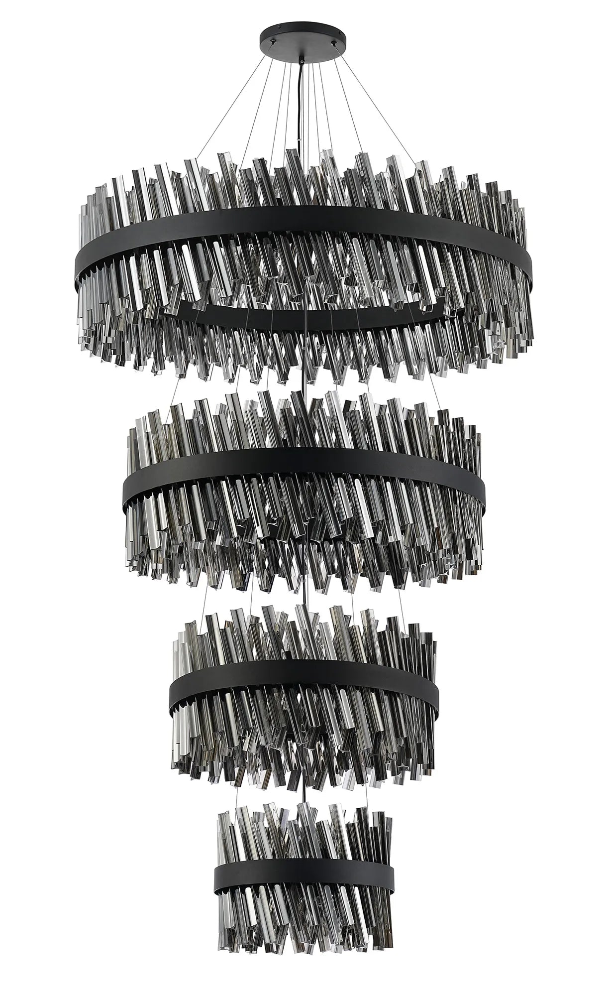 Farnley 4 Tier 1m Pendant 32 Light - Satin Black & Smoke