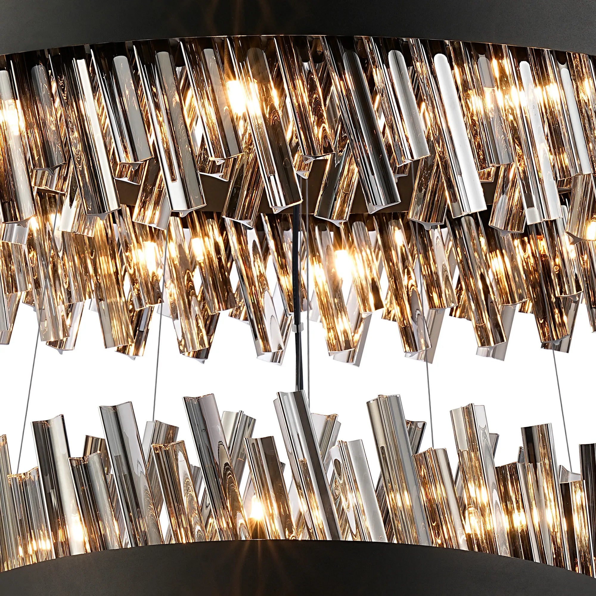 Farnley 4 Tier 1m Pendant 32 Light - Satin Black & Smoke