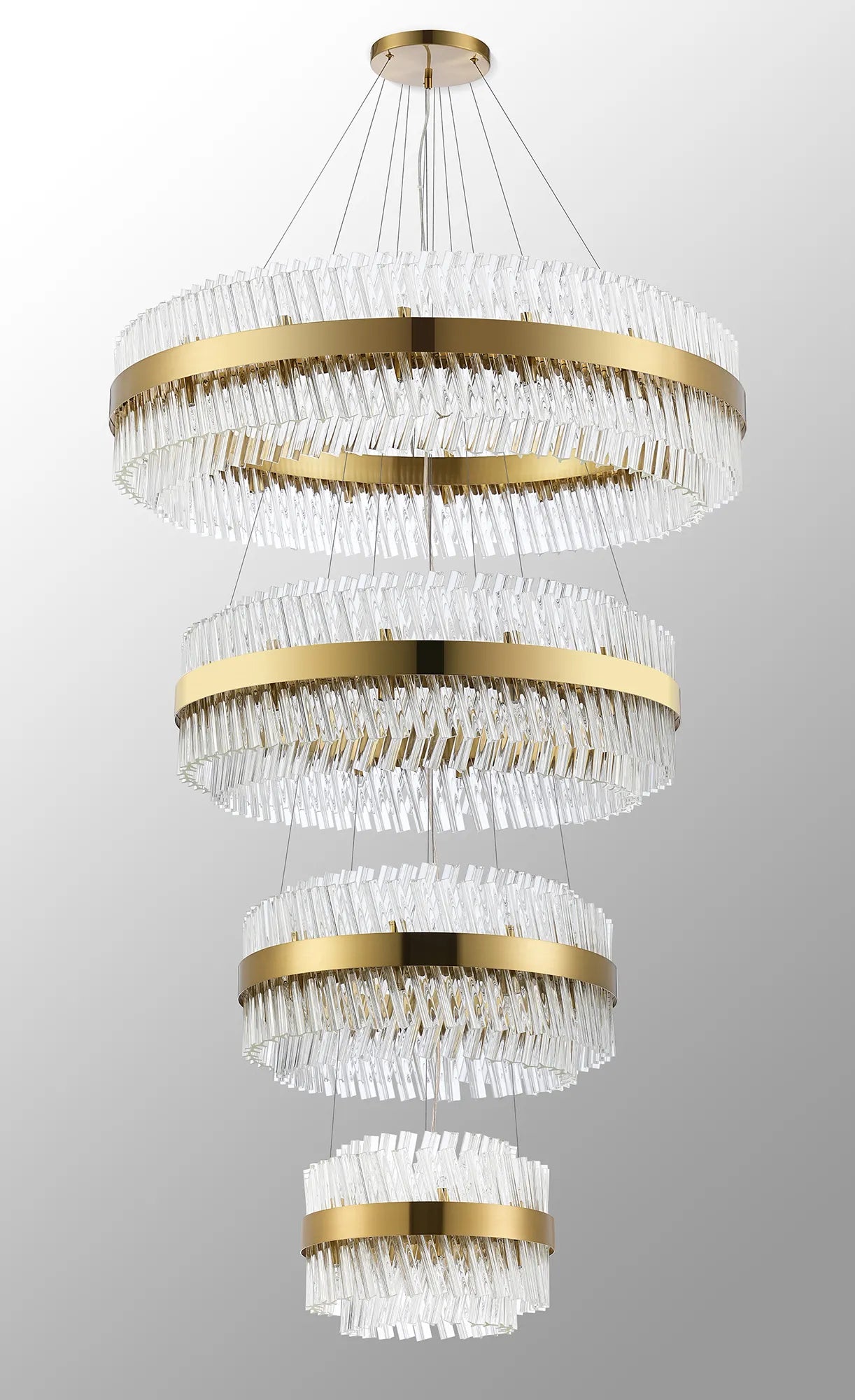 Farnley 4 Tier 1m Pendant 32 Light - Brass & Clear