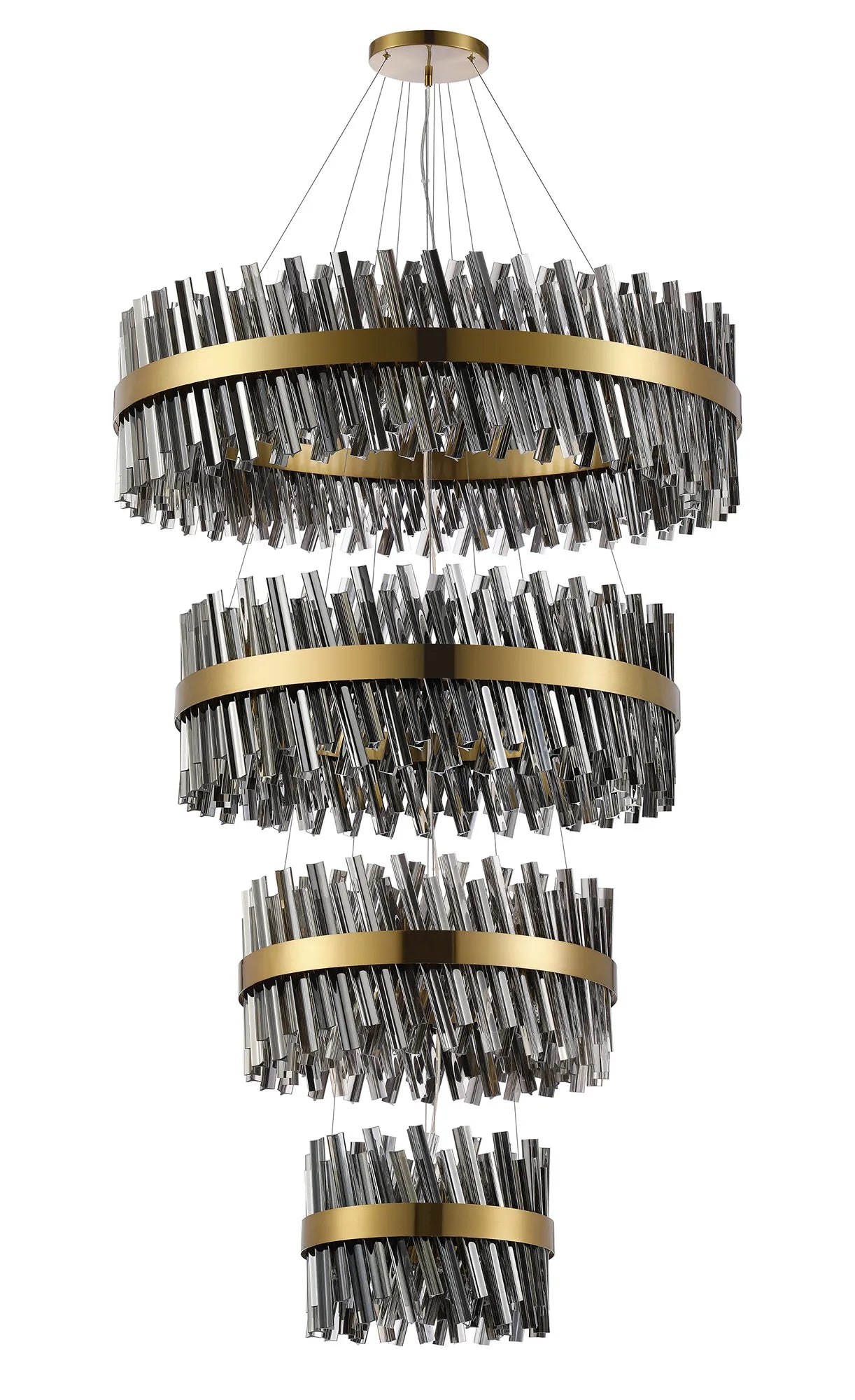 Farnley 4 Tier 1m Pendant 32 Light - Brass & Smoke