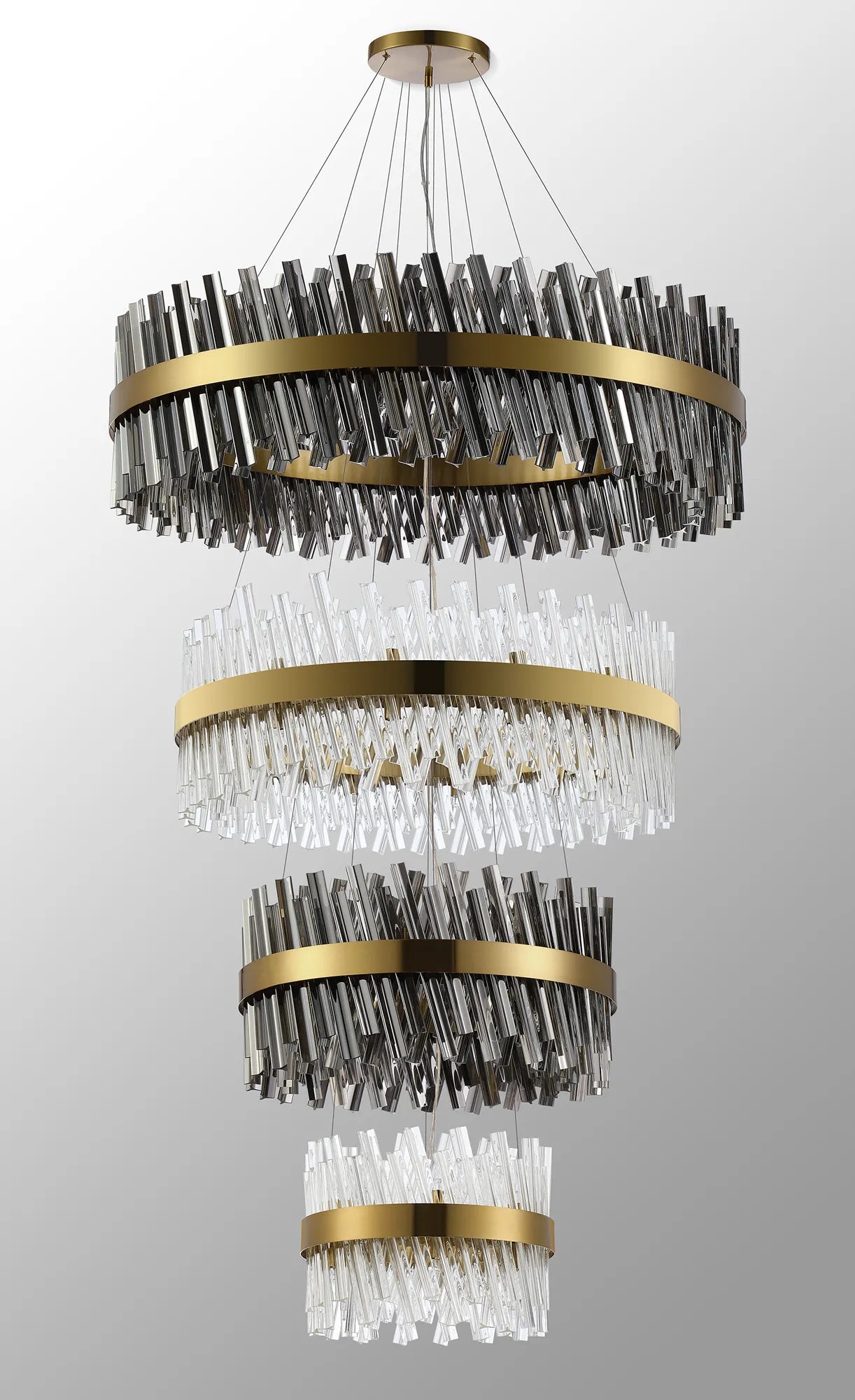 Farnley 4 Tier 1m Pendant 32 Light - Brass & Glass & Glass