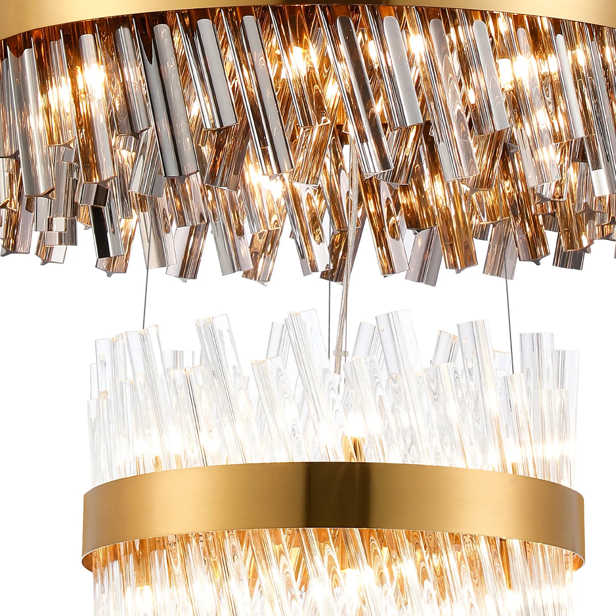Farnley 4 Tier 1m Pendant 32 Light - Brass & Glass & Glass
