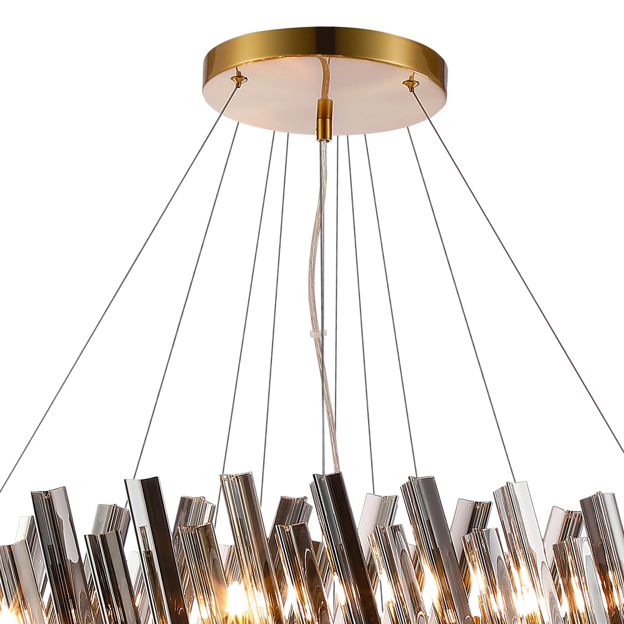Farnley 4 Tier 1m Pendant 32 Light - Brass & Glass & Glass
