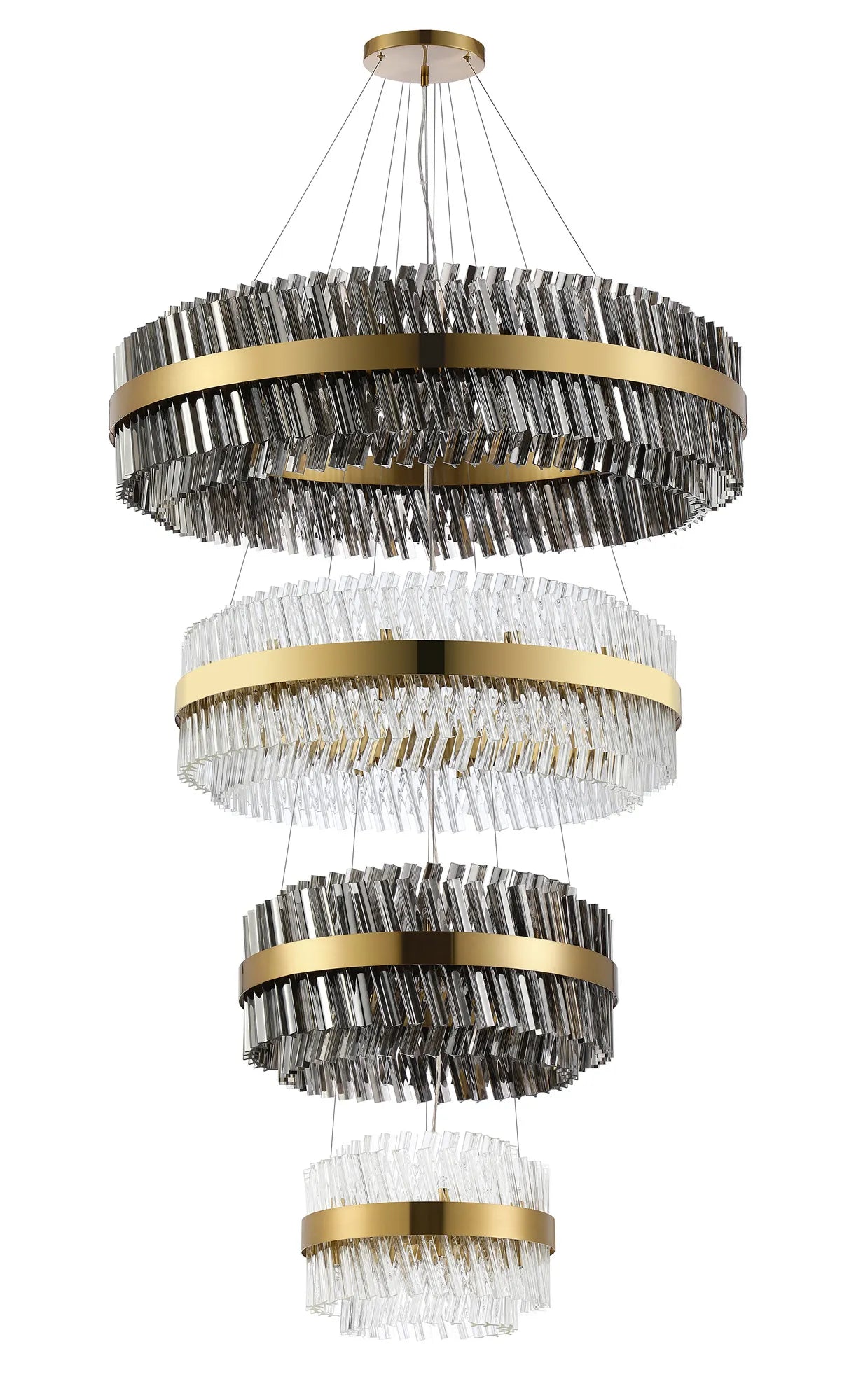 Farnley 4 Tier 1m Pendant 32 Light - Brass & Glass & Glass