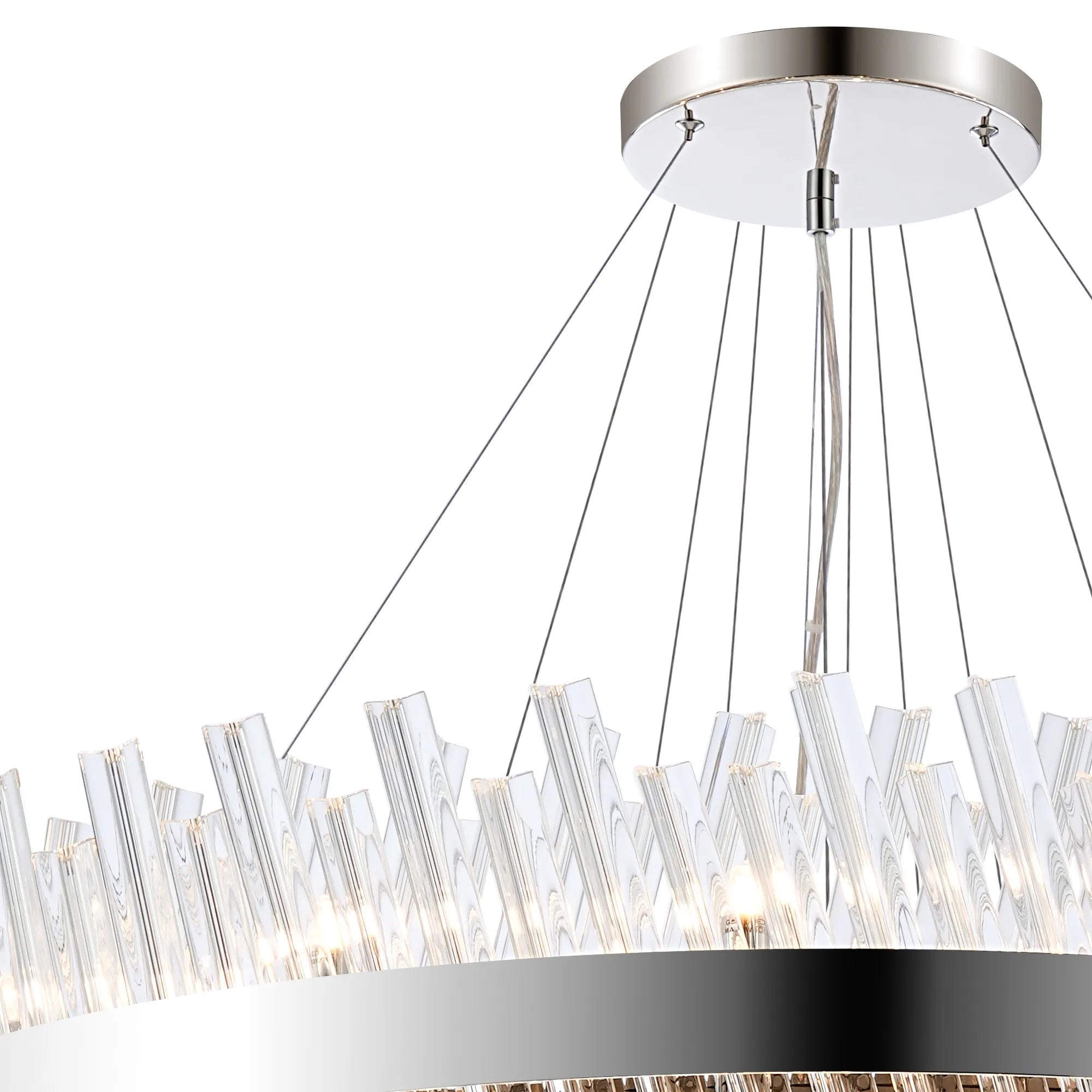 Farnley 4 Tier 1m Pendant 32 Light - Polished Nickel & Clear