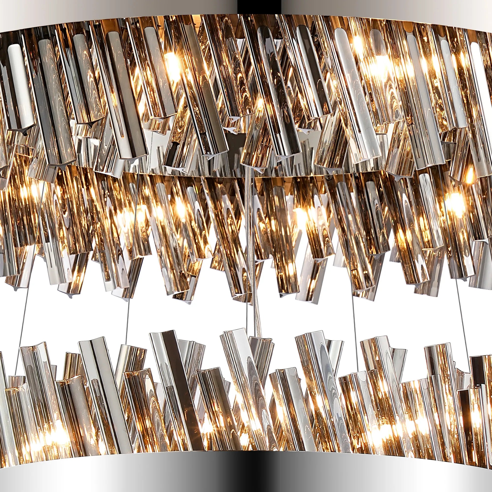 Farnley 4 Tier 1m Pendant 32 Light - Polished Nickel & Smoke