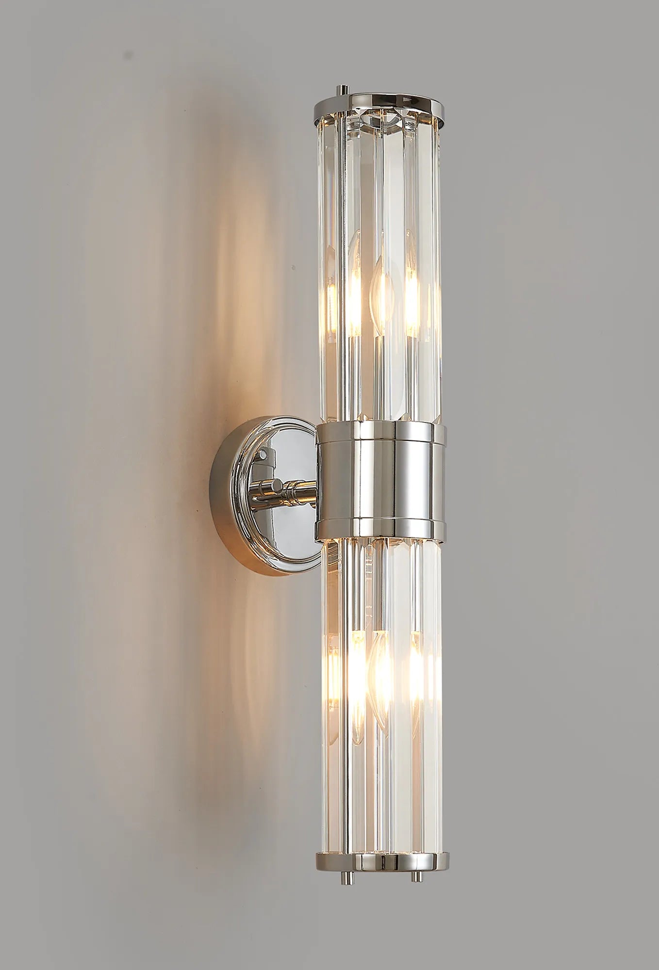 Fratton 2 Light Crystal Wall Up & Down IP44 - Polished Chrome & Clear Crystal