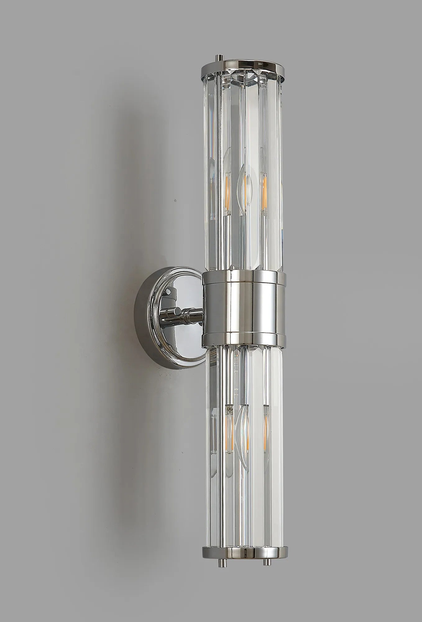 Fratton 2 Light Crystal Wall Up & Down IP44 - Polished Chrome & Clear Crystal