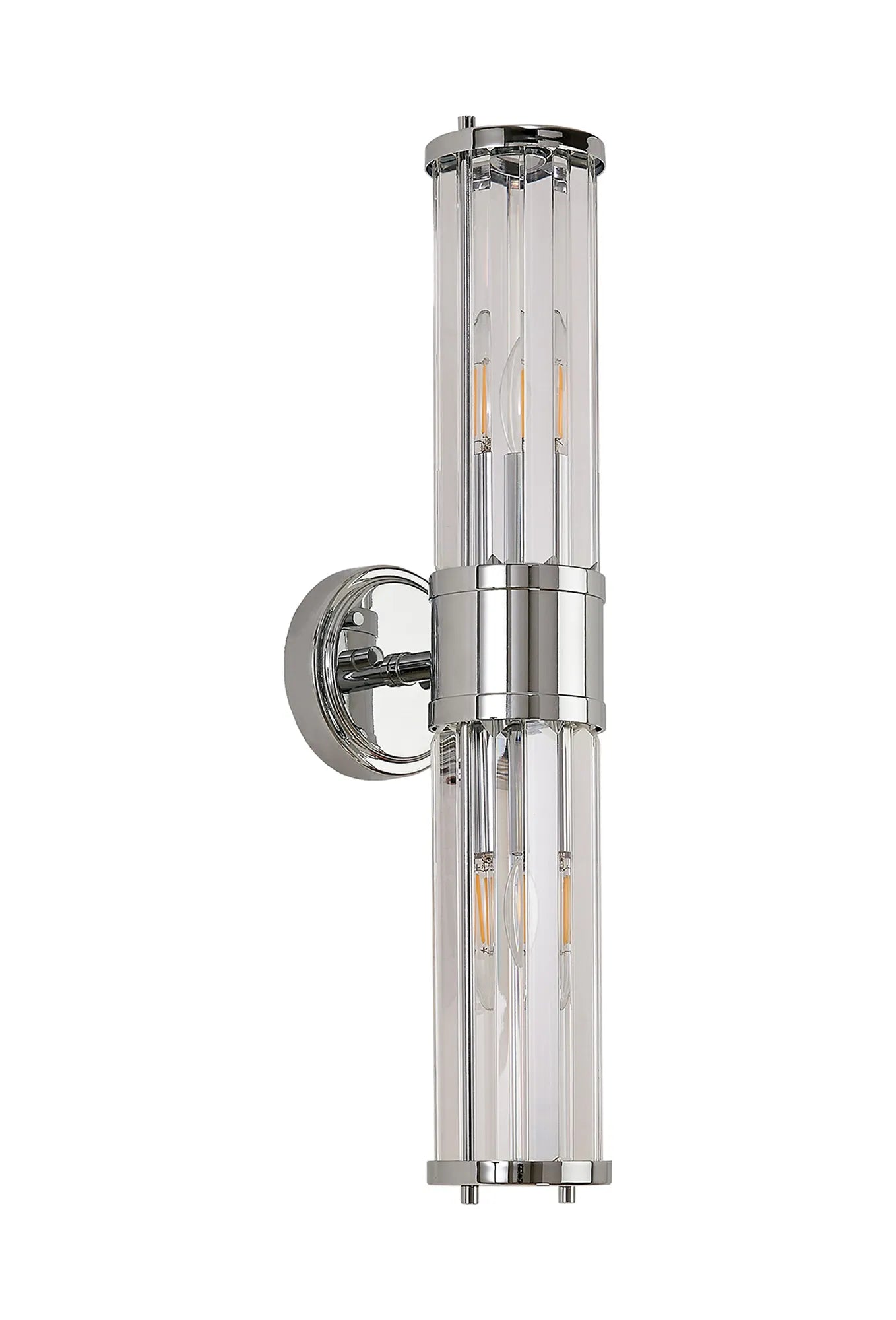 Fratton 2 Light Crystal Wall Up & Down IP44 - Polished Chrome & Clear Crystal