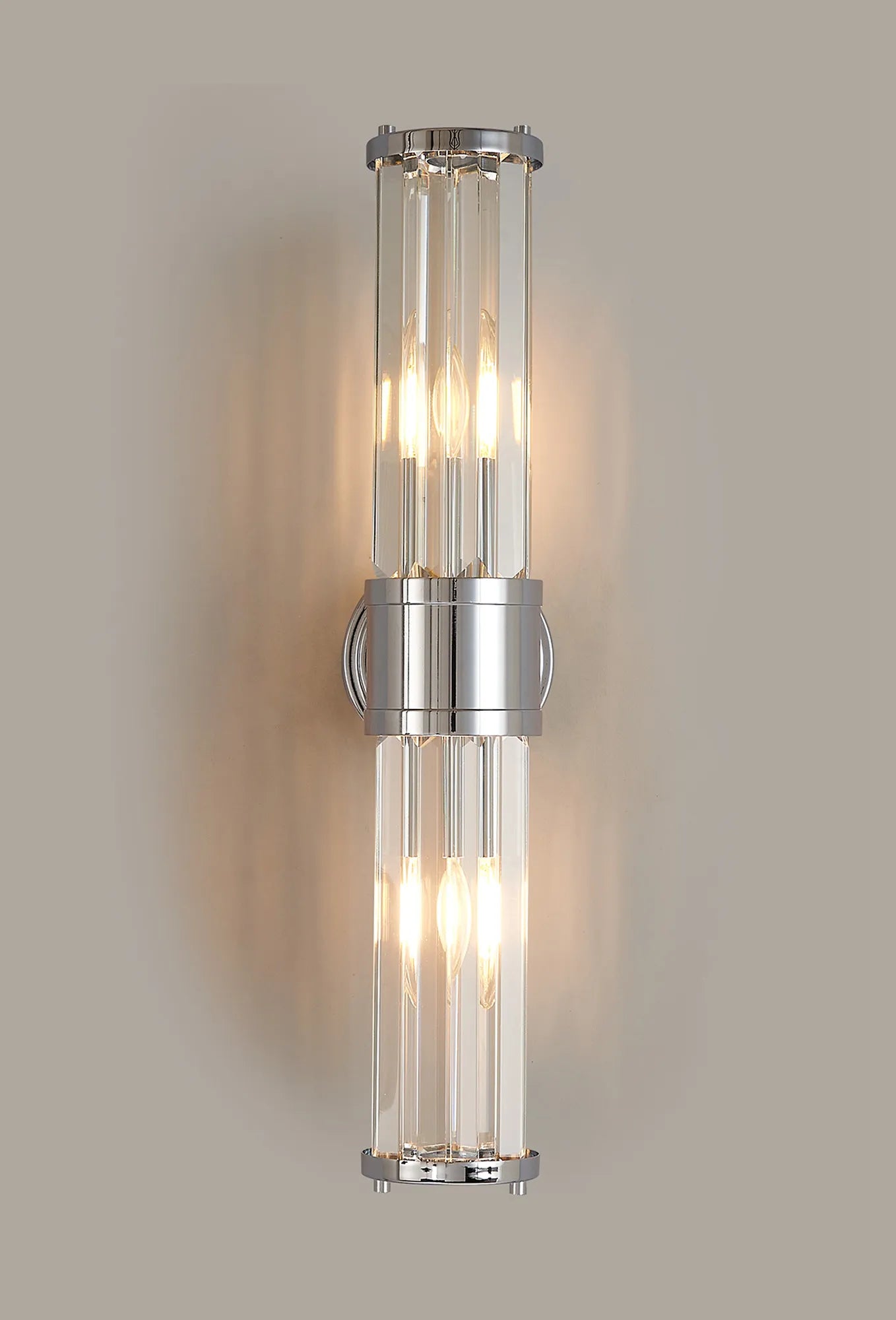 Fratton 2 Light Crystal Wall Up & Down IP44 - Polished Chrome & Clear Crystal