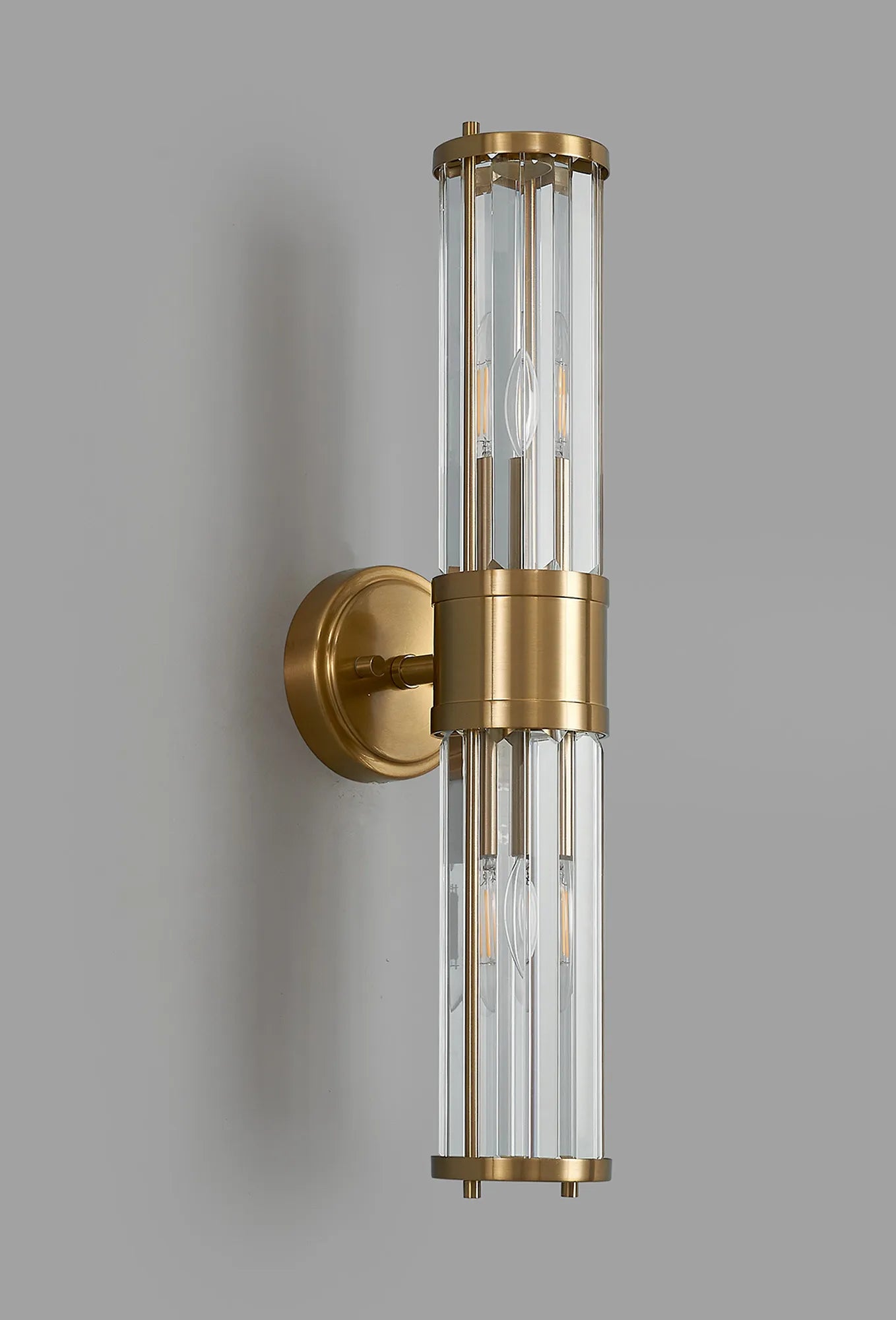 Fratton 2 Light Crystal Wall Up & Down IP44 - Gold & Clear Crystal