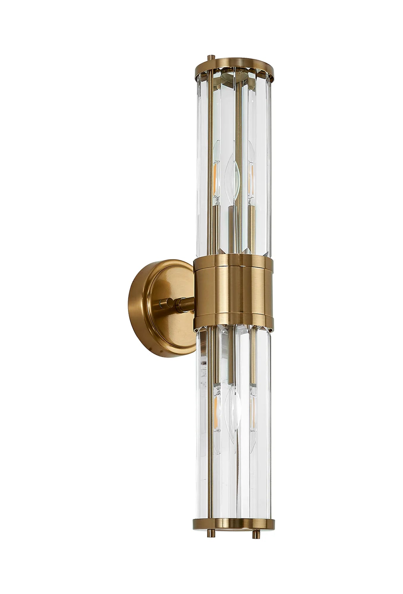 Fratton 2 Light Crystal Wall Up & Down IP44 - Gold & Clear Crystal