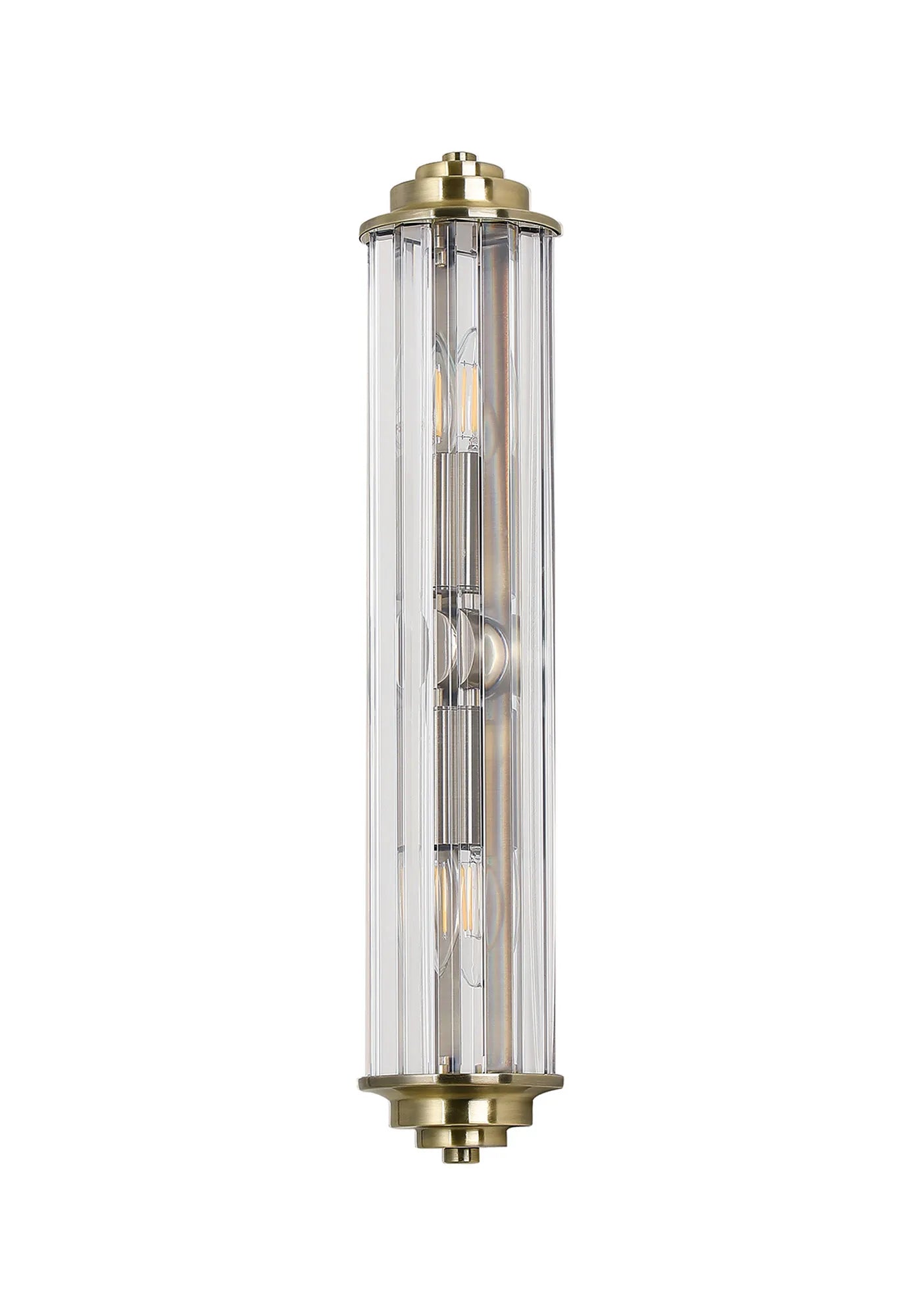 Fratton 2 Light Crystal Wall IP44 - Antique Brass & Clear Crystal