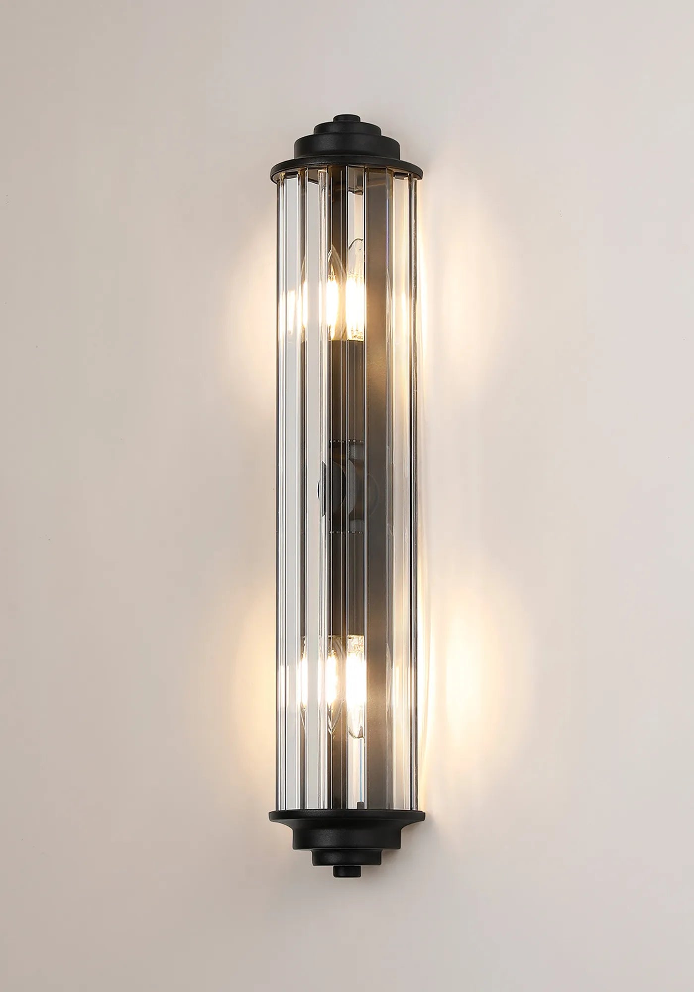 Fratton 2 Light Crystal Wall IP44 - Satin Black & Clear Crystal