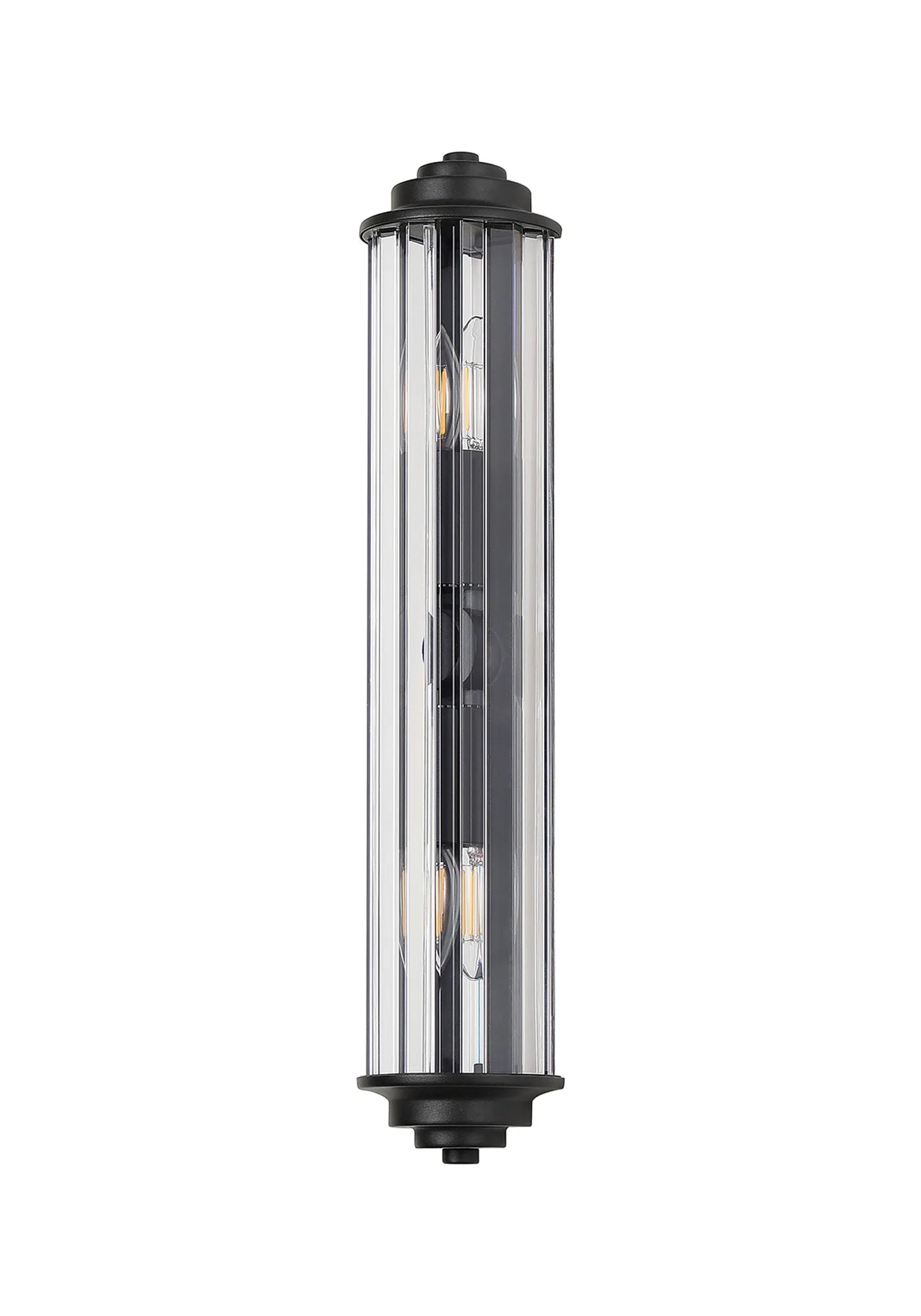 Fratton 2 Light Crystal Wall IP44 - Satin Black & Clear Crystal