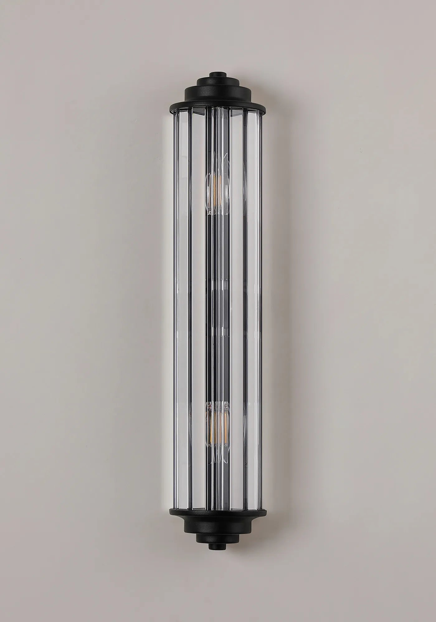 Fratton 2 Light Crystal Wall IP44 - Satin Black & Clear Crystal