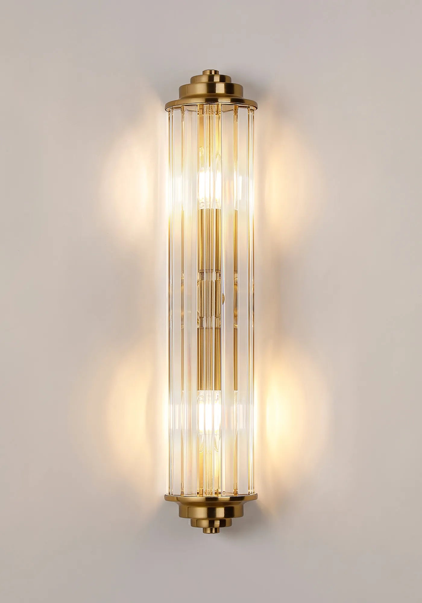 Fratton 2 Light Crystal Wall IP44 - Gold & Clear Crystal
