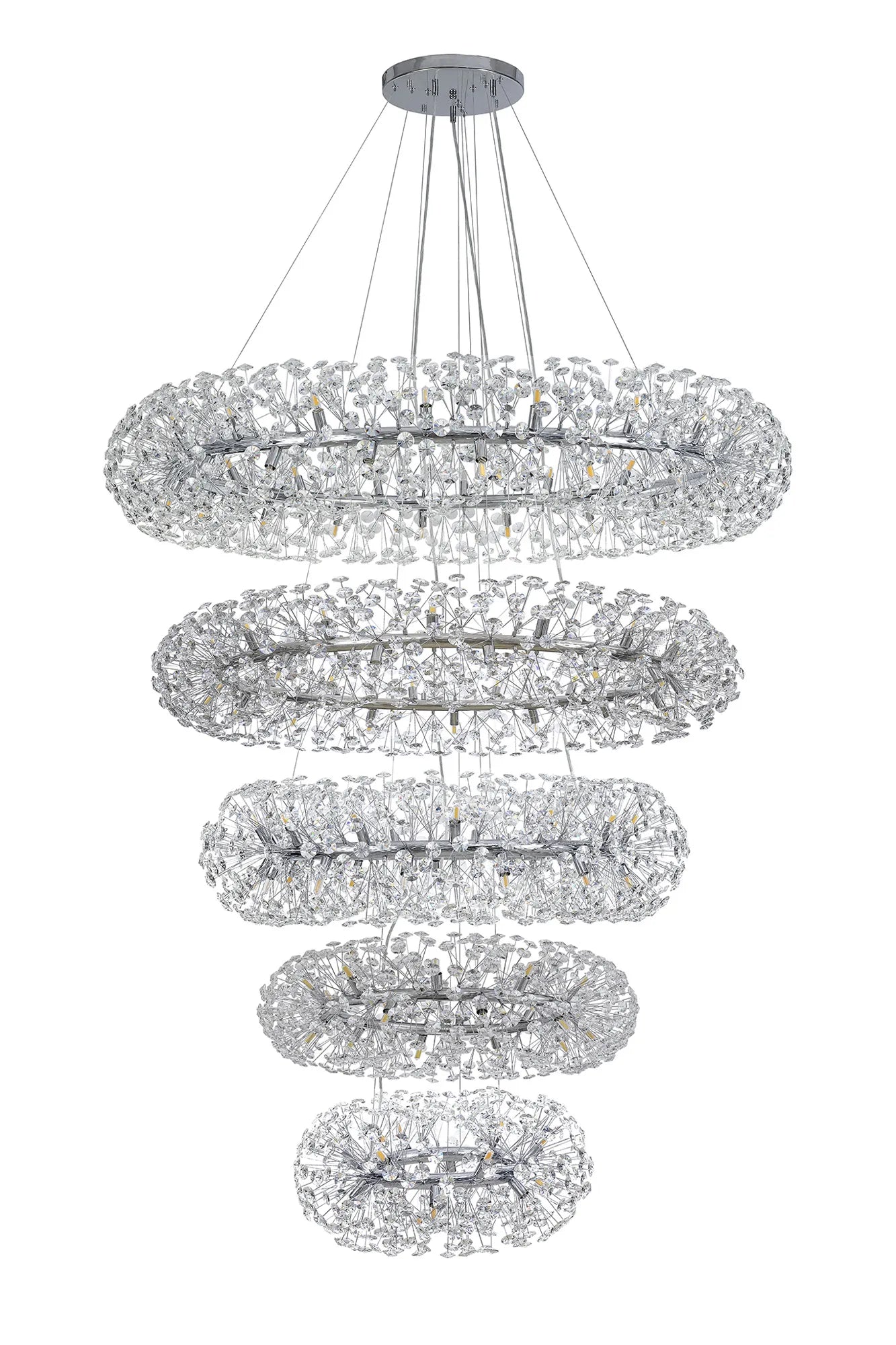 Grosvenor 5 Tier 36 Light Chandelier - Polished Chrome & Crystal