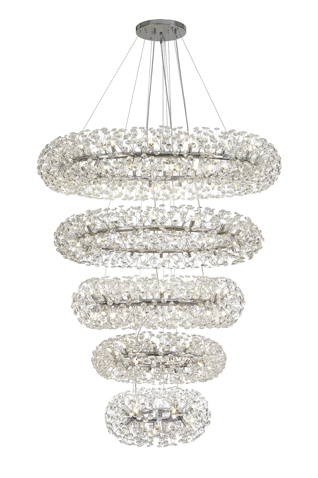 Grosvenor 5 Tier 36 Light Chandelier - Polished Chrome & Crystal