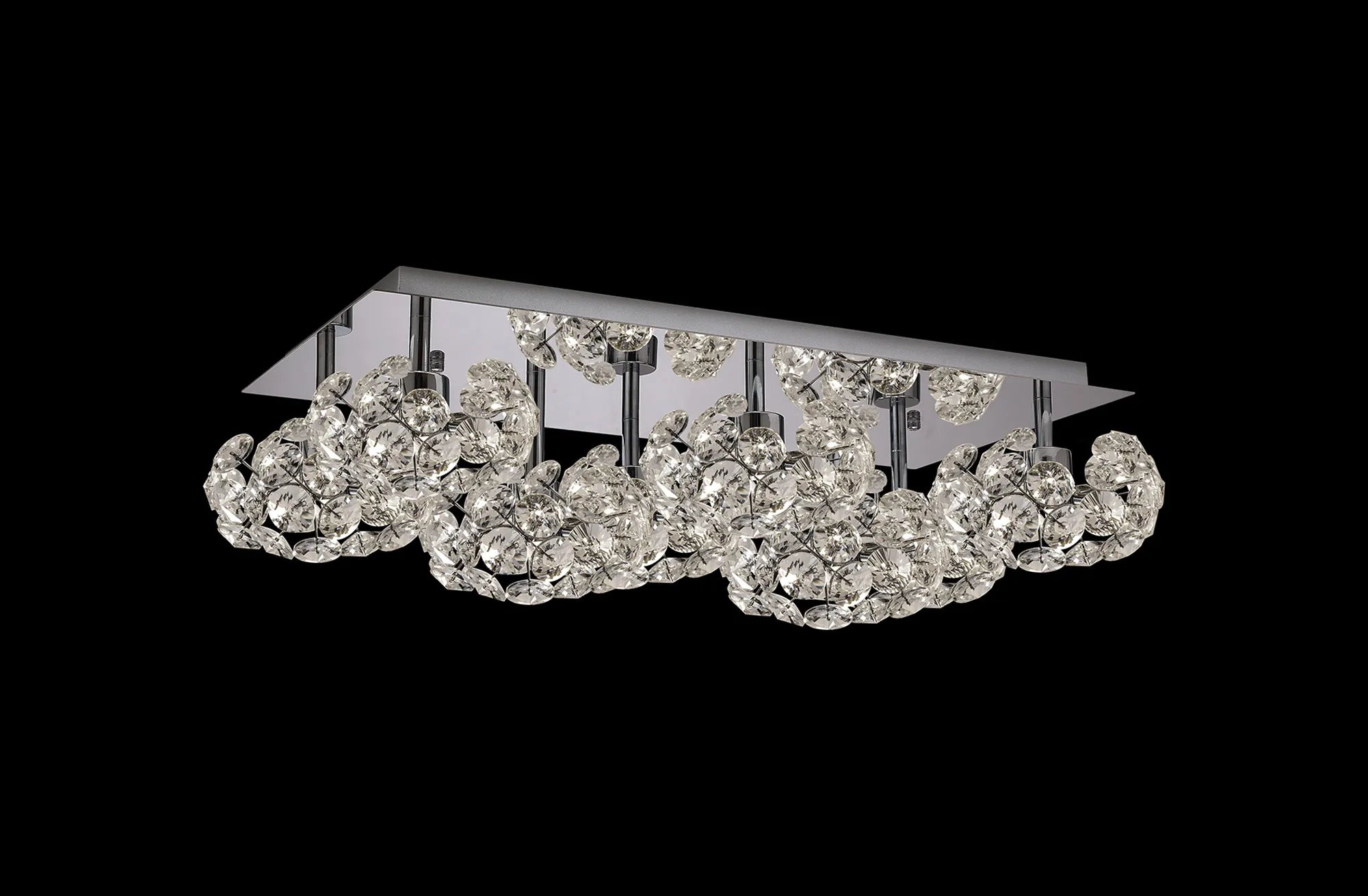 Grosvenor Polished Chrome Rectangle 8 Light - Flush Fitting - Chrome & Clear Crystal Shade