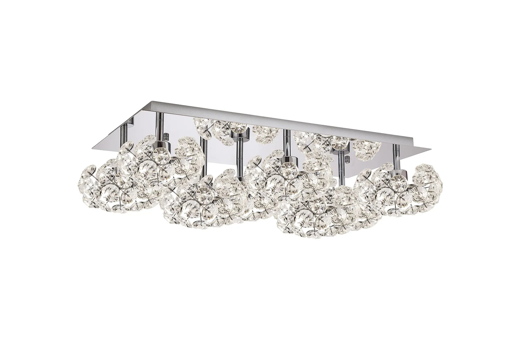 Grosvenor Polished Chrome Rectangle 8 Light - Flush Fitting - Chrome & Clear Crystal Shade