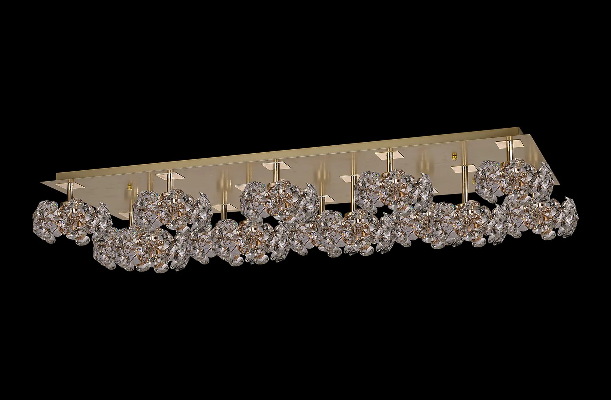 Grosvenor French Gold Rectangle 14 Light - Flush Fitting - French Gold & Clear Crystal Shade
