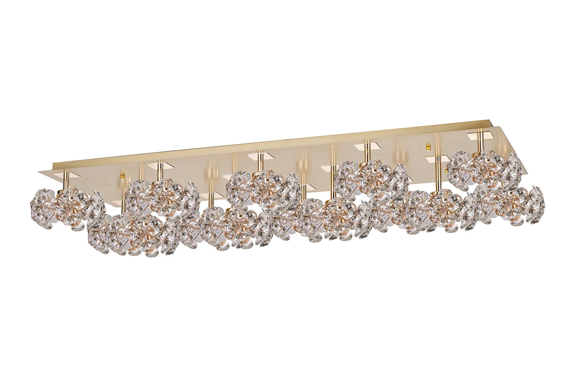 Grosvenor French Gold Rectangle 14 Light - Flush Fitting - French Gold & Clear Crystal Shade